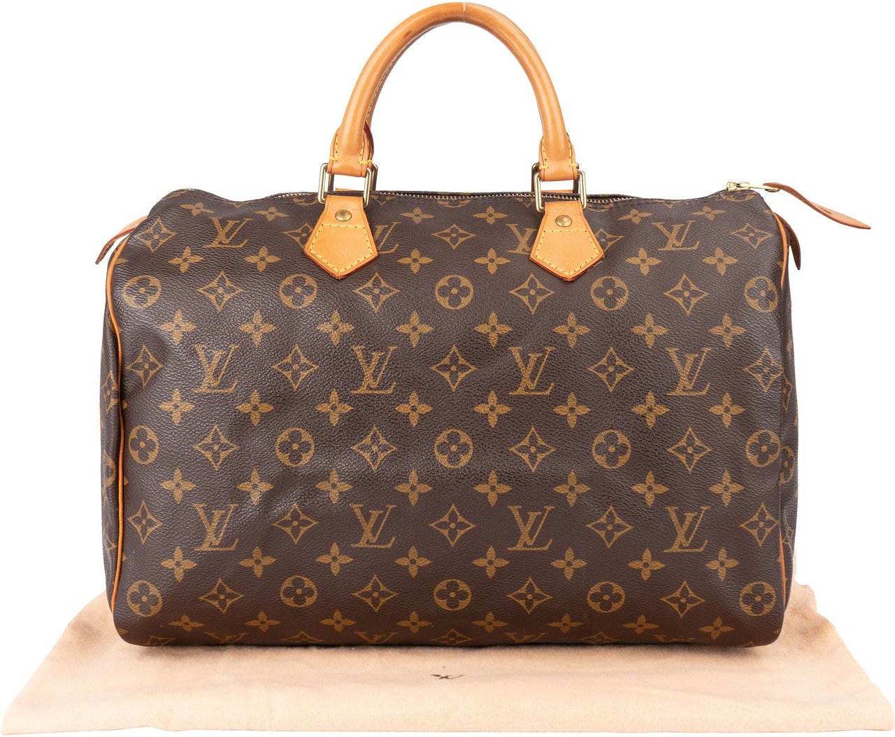 Louis Vuitton Louis Vuitton Canvas Monogram Speedy 35 Handbag Bruin