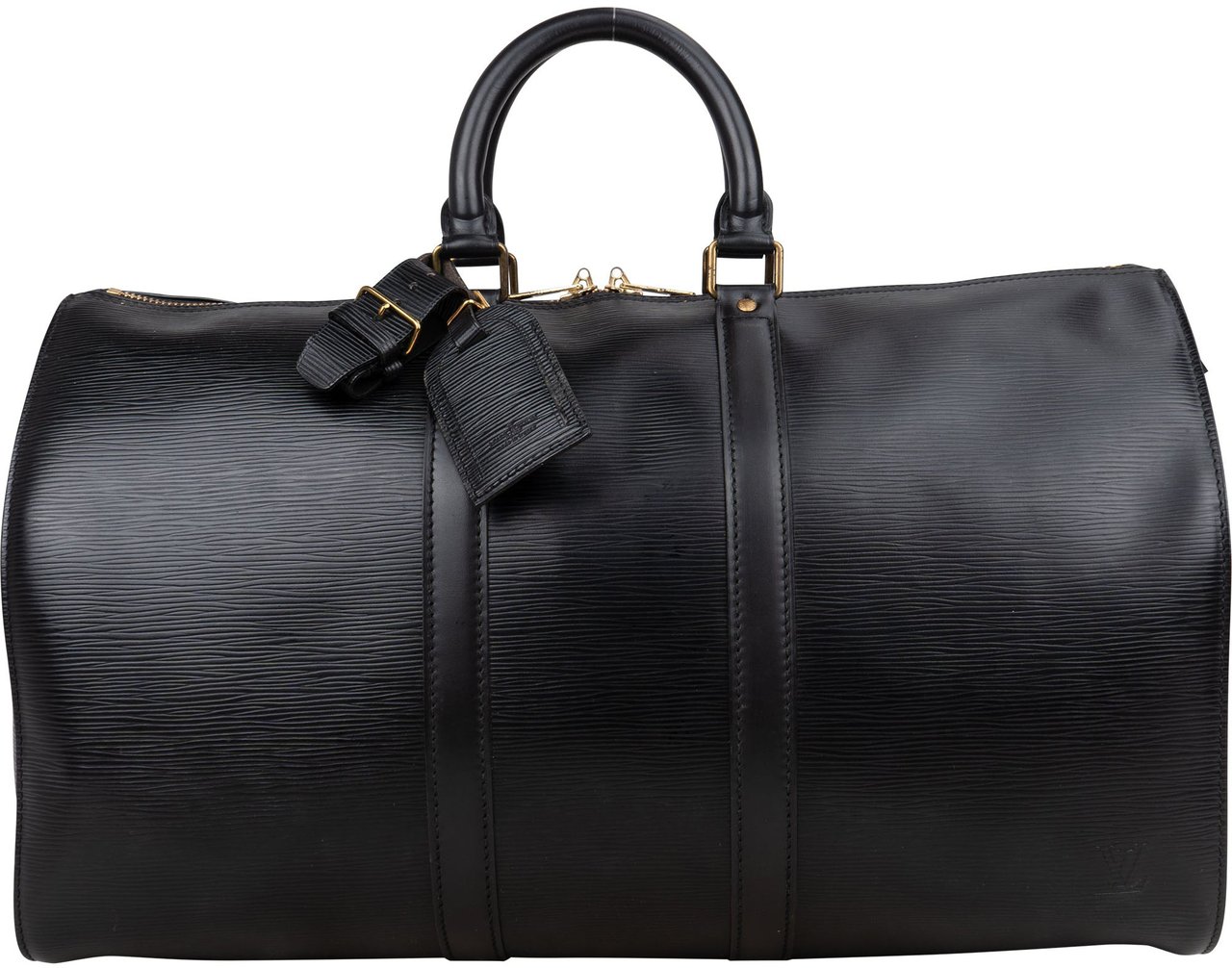 Louis Vuitton Louis Vuitton Noir Epi Leather Keepall 45 Zwart