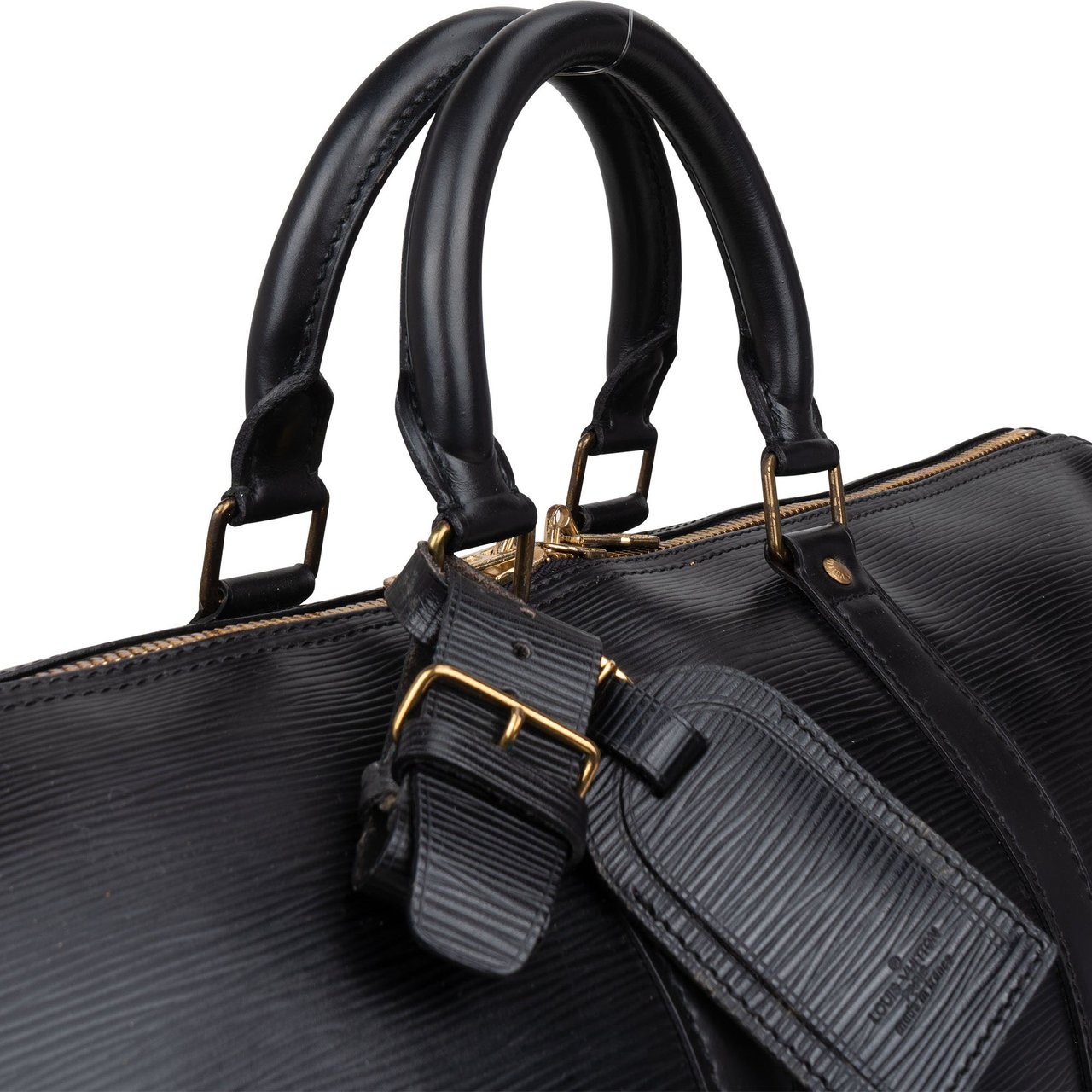 Louis Vuitton Louis Vuitton Noir Epi Leather Keepall 45 Zwart