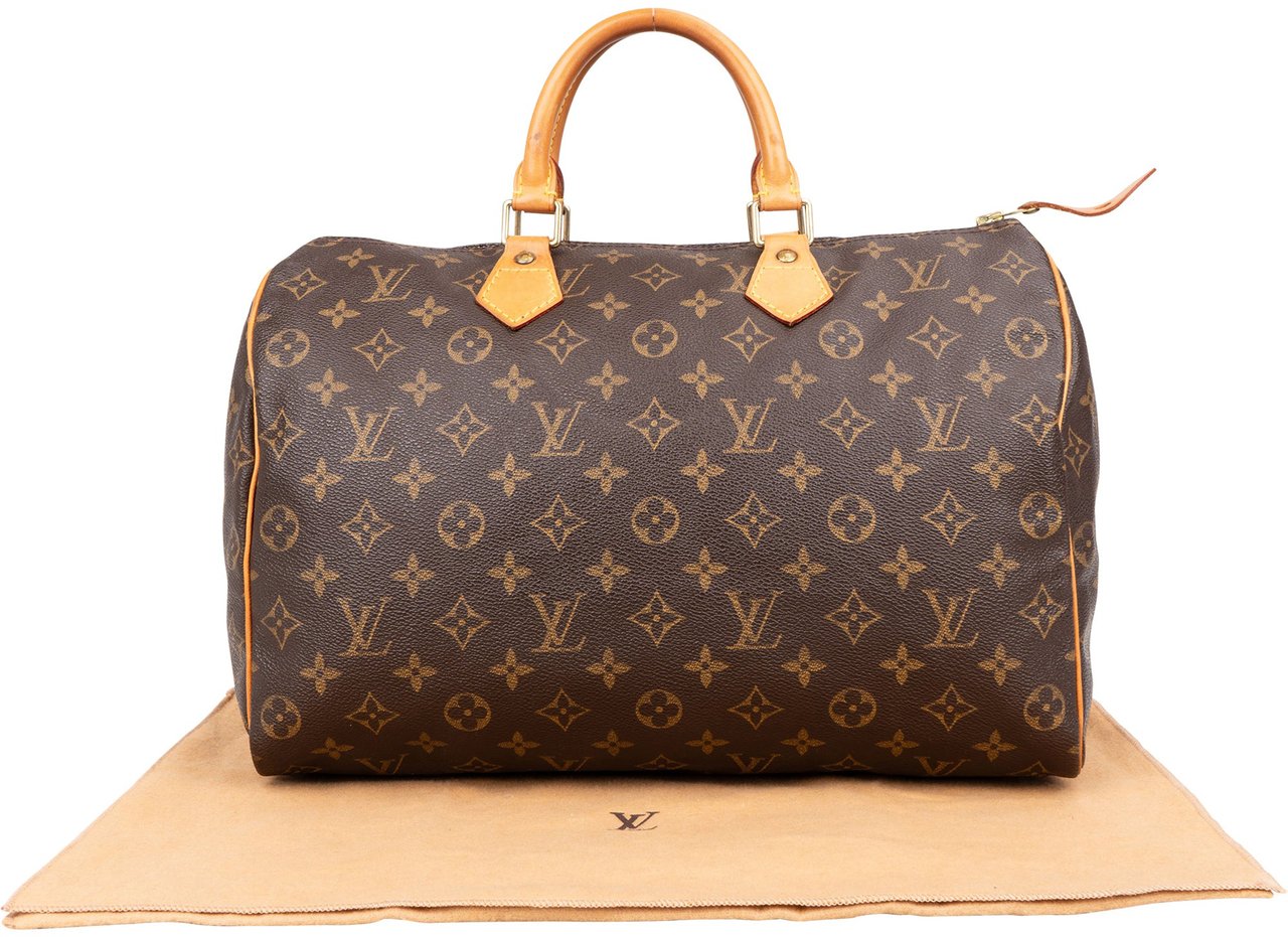 Louis Vuitton Louis Vuitton Canvas Monogram Speedy 35 Handbag Bruin