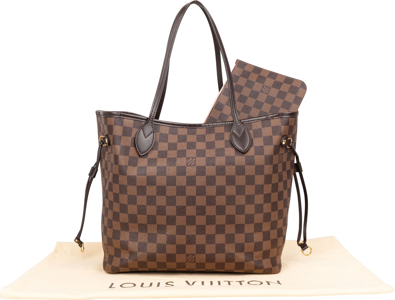 Louis Vuitton Damier Ebene Monogram Neverfull MM Shopper Handbag Bruin
