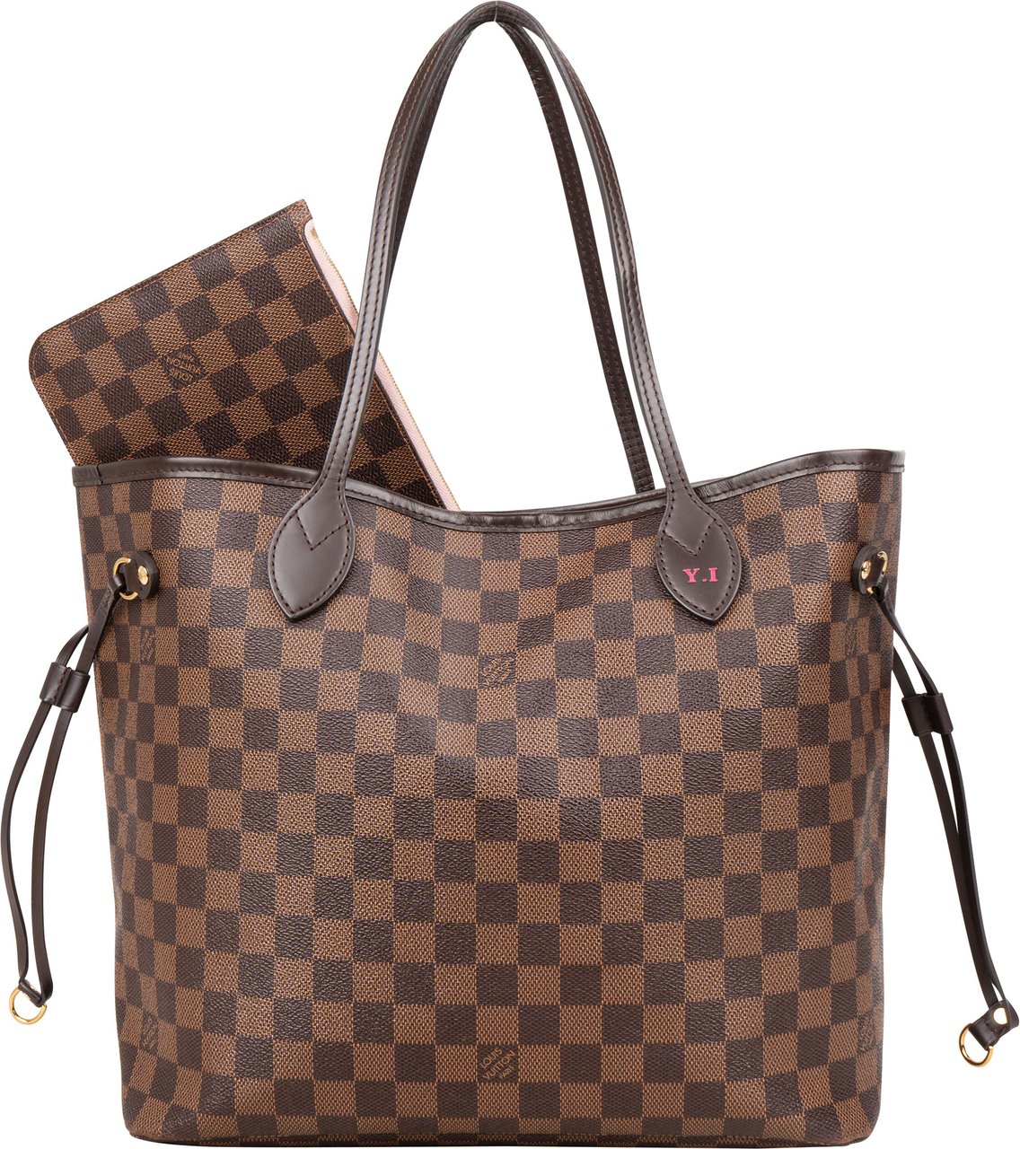 Louis Vuitton Damier Ebene Monogram Neverfull MM Shopper Handbag Bruin