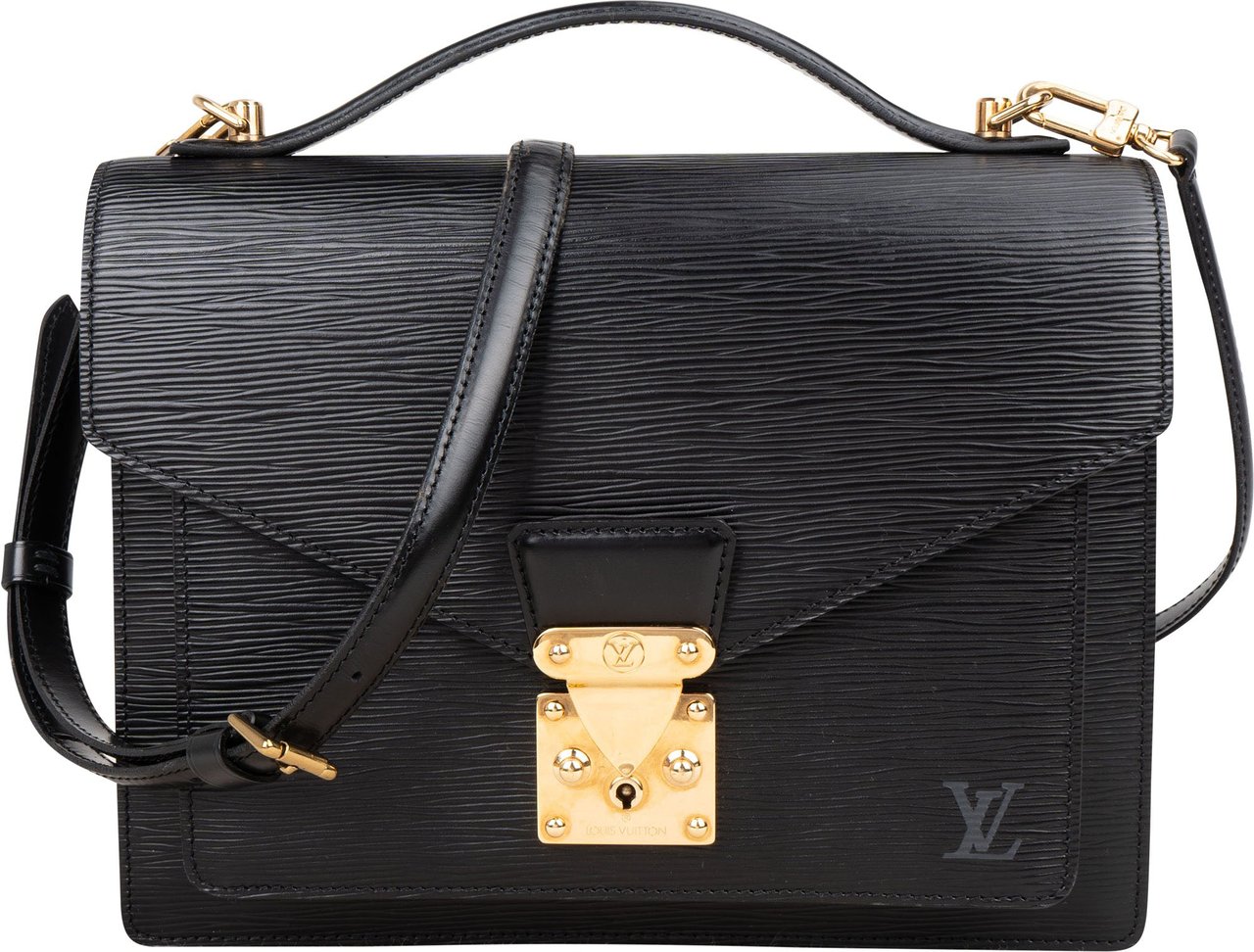 Louis Vuitton Louis Vuitton Noir Epi Leather Monceau Handbag Zwart