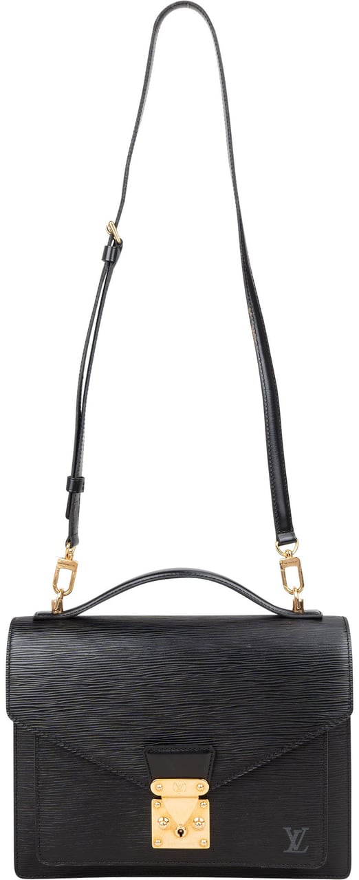 Louis Vuitton Louis Vuitton Noir Epi Leather Monceau Handbag Zwart