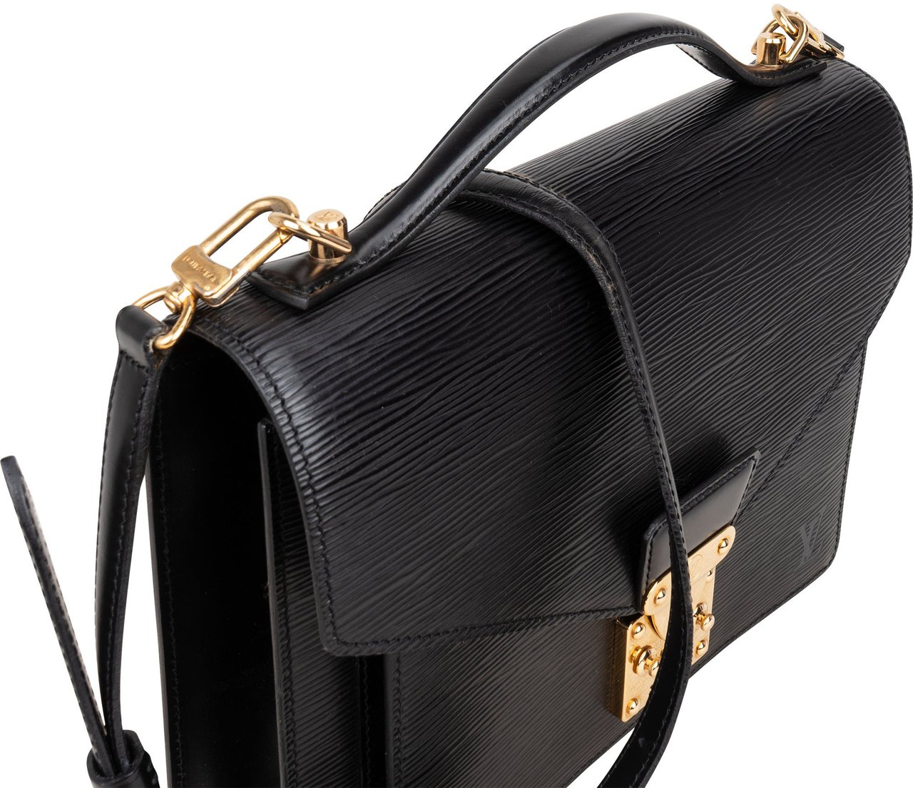 Louis Vuitton Louis Vuitton Noir Epi Leather Monceau Handbag Zwart