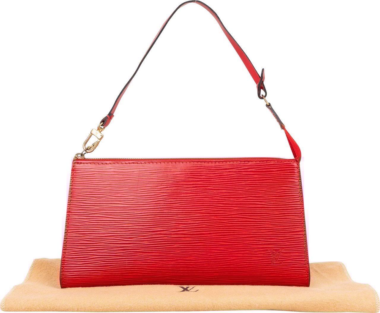 Louis Vuitton Louis Vuitton Rouge Epi Leather Pochette Accessoire Handbag Rood