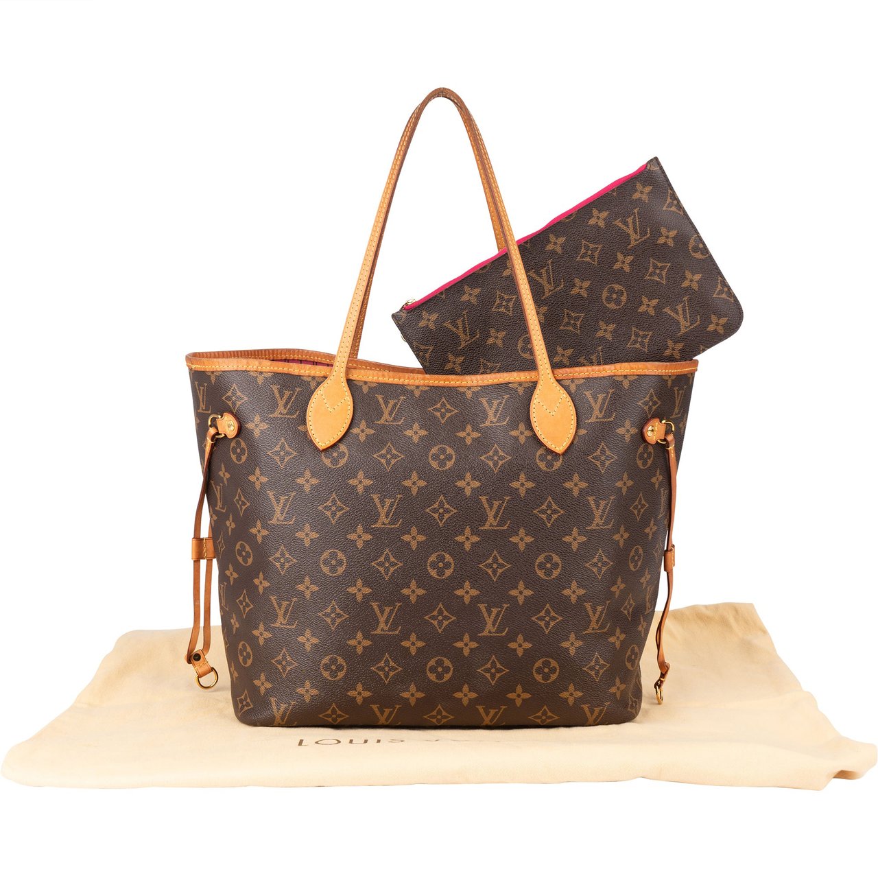 Louis Vuitton Canvas Monogram Neverfull MM Shopper Handbag Bruin