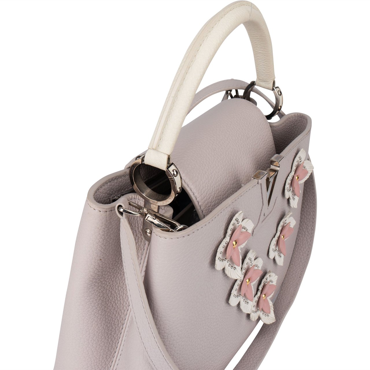 Louis Vuitton Louis Vuitton Limited Flower Grey Taurillon Leather Capucines PM Handbag Donkergrijs