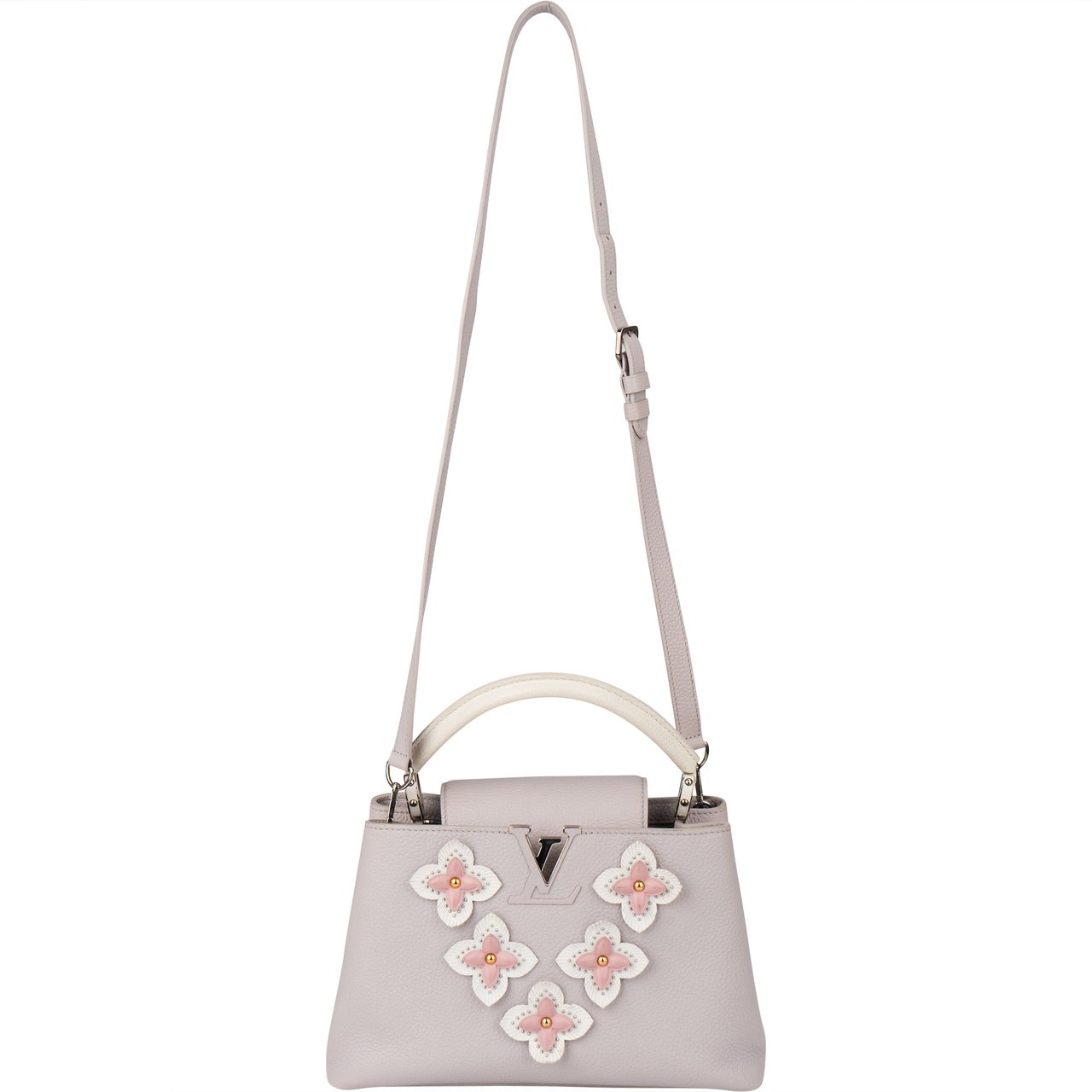 Louis Vuitton Louis Vuitton Limited Flower Grey Taurillon Leather Capucines PM Handbag Donkergrijs