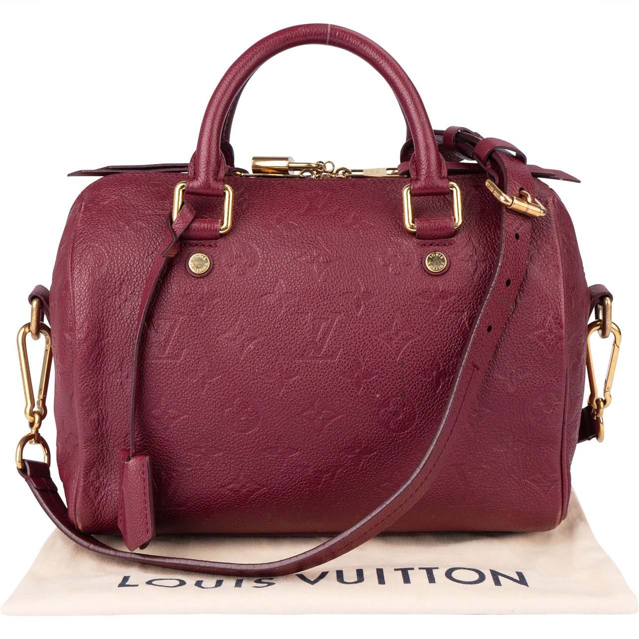 Louis Vuitton Louis Vuitton Leather Empreinte Monogram Speedy 25 Bandouliere Handbag Rood