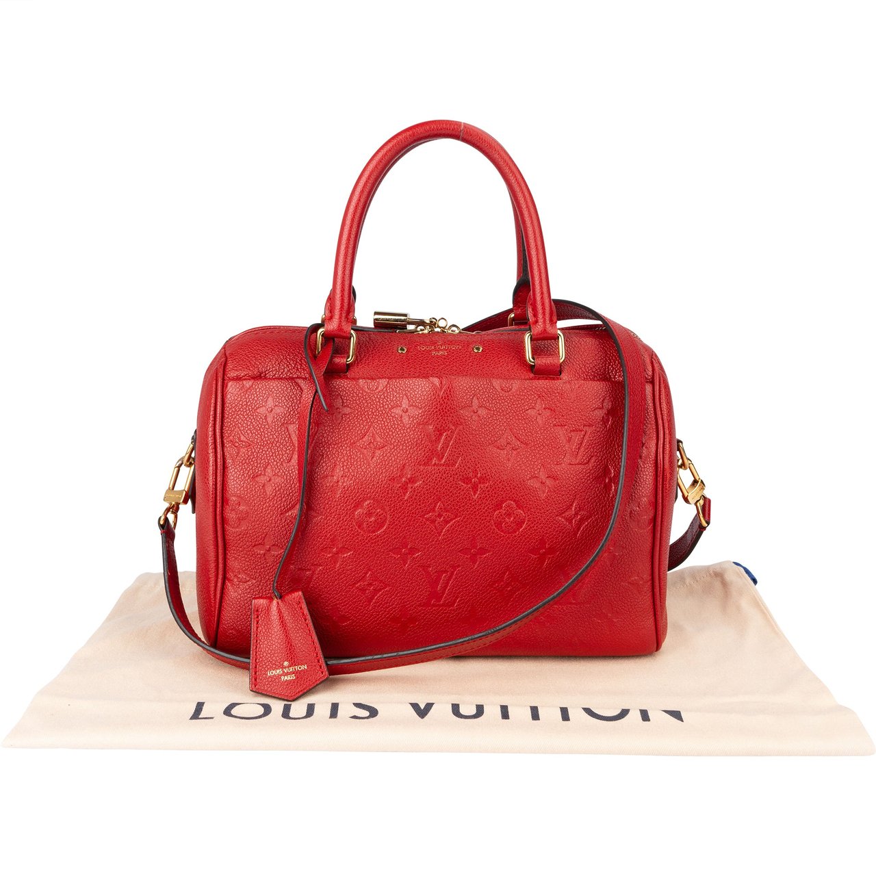 Louis Vuitton Louis Vuitton Leather Empreinte Monogram Speedy 25 Handbag Rood