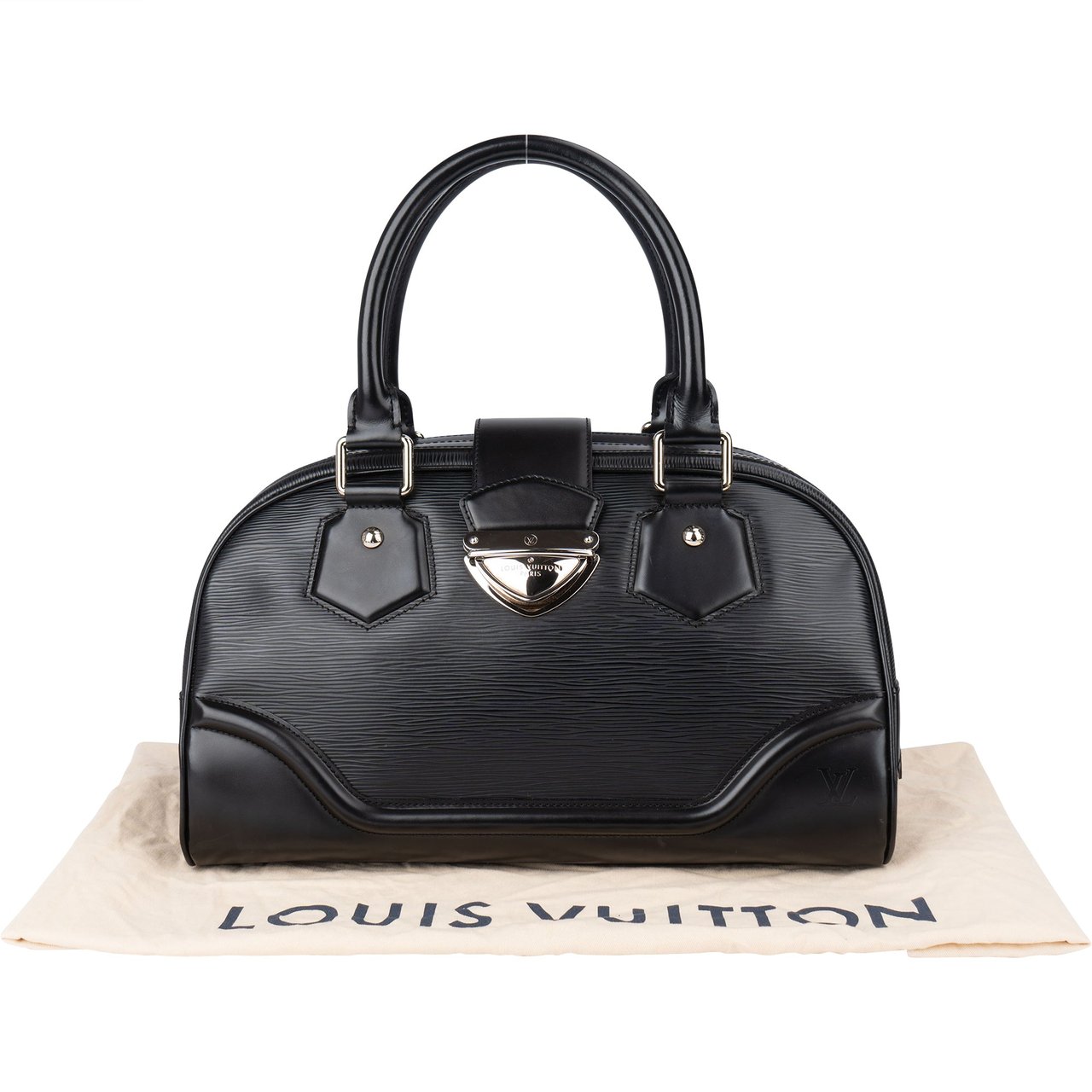 Louis Vuitton Louis Vuitton Noir Epi Leather Montaigne GM Handbag Zwart