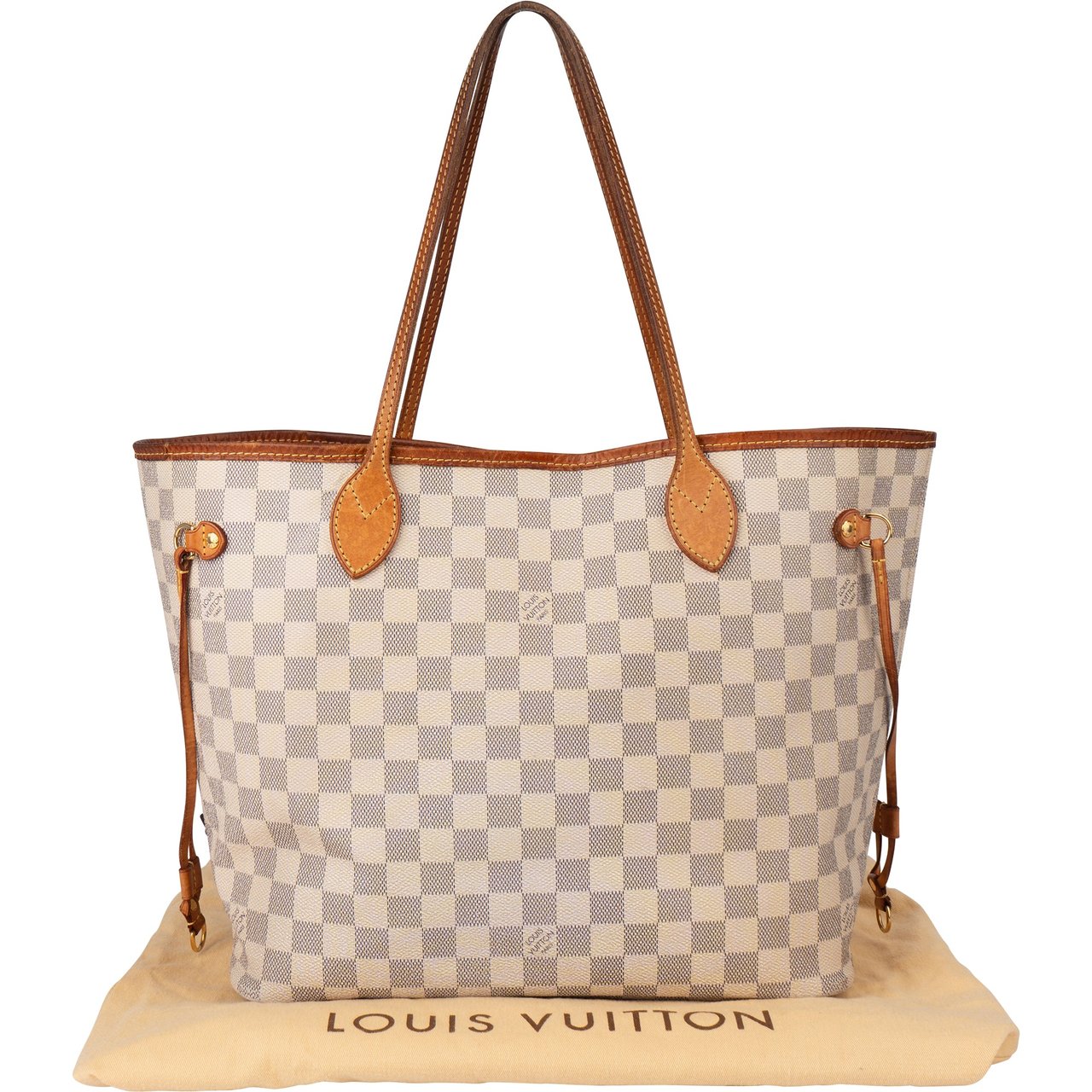 Louis Vuitton Louis Vuitton Damier Azur Monogram Neverfull MM Shopper Handbag Wit