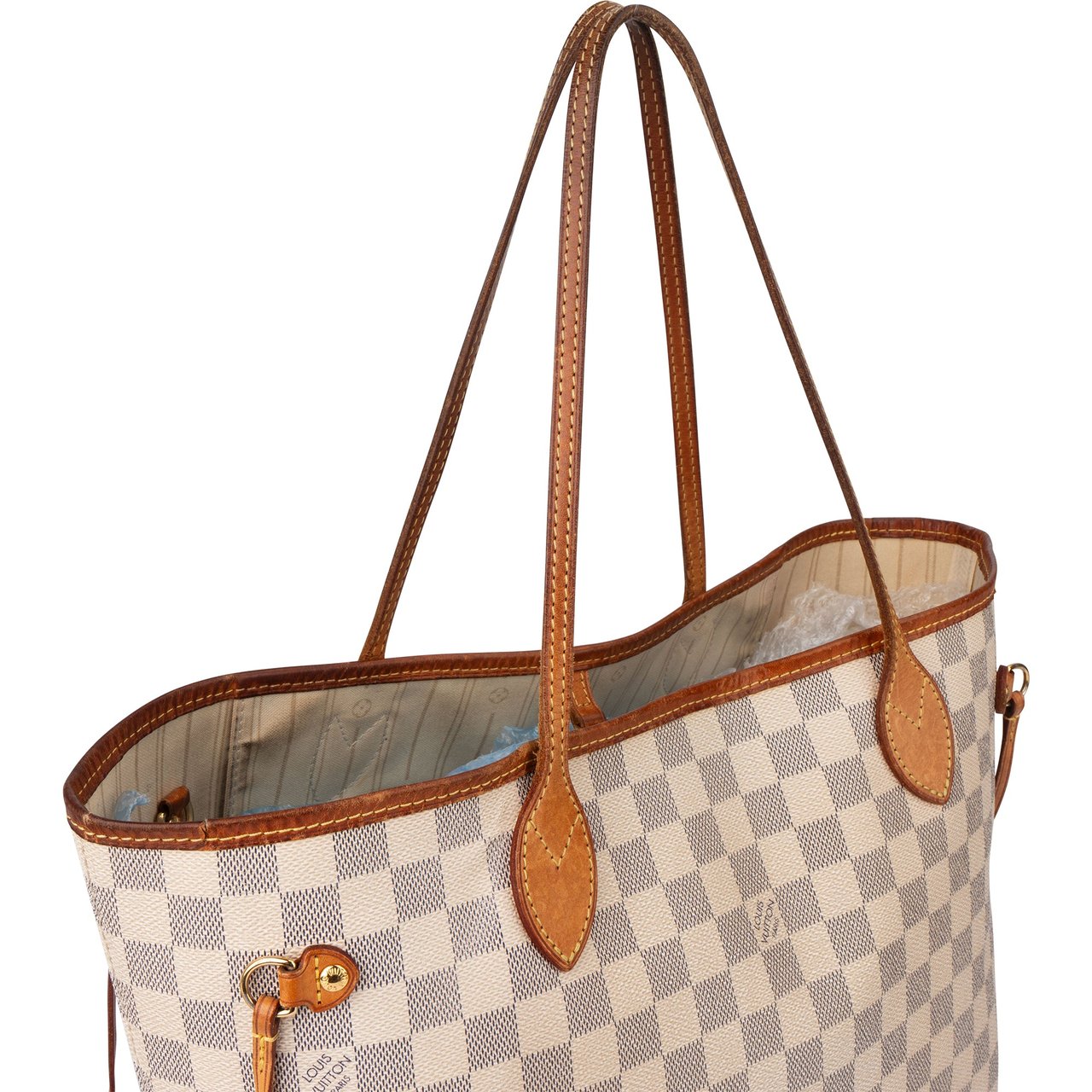 Louis Vuitton Louis Vuitton Damier Azur Monogram Neverfull MM Shopper Handbag Wit