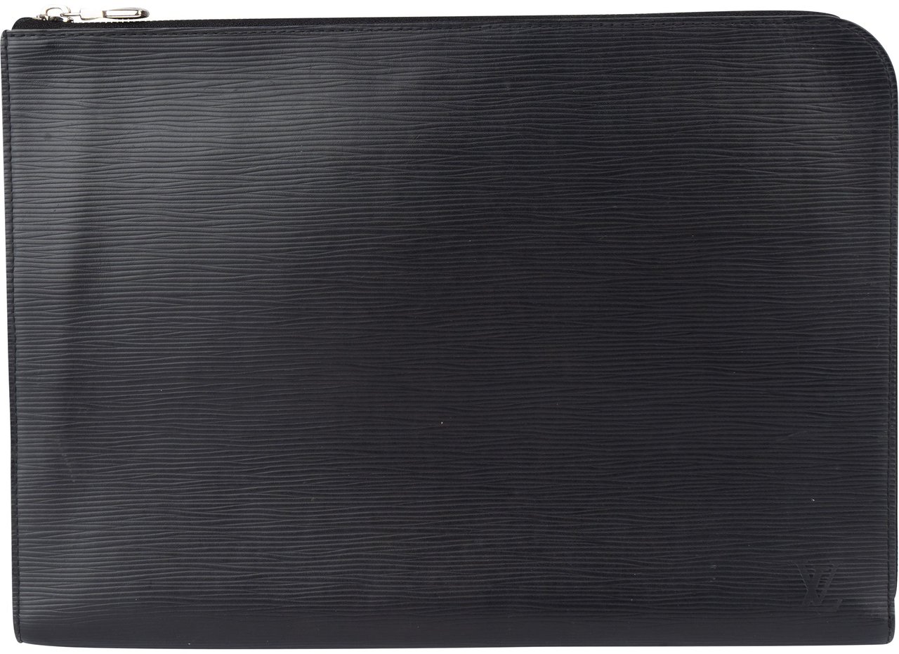 Louis Vuitton Louis Vuitton Noir Epi Leather Laptop Clutch Zwart