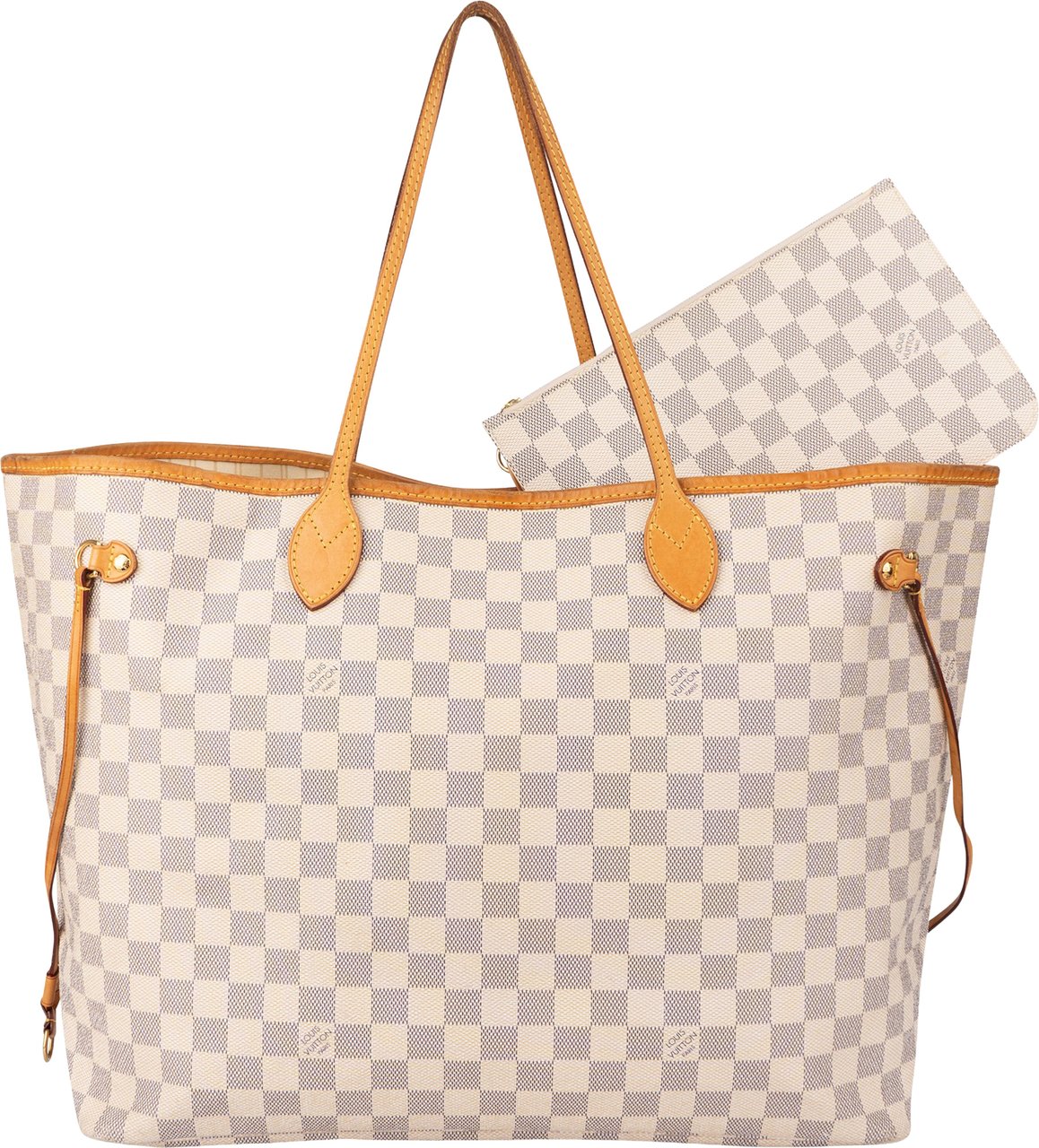 Louis Vuitton Damier Azur Monogram Neverfull GM Shopper Handbag Wit