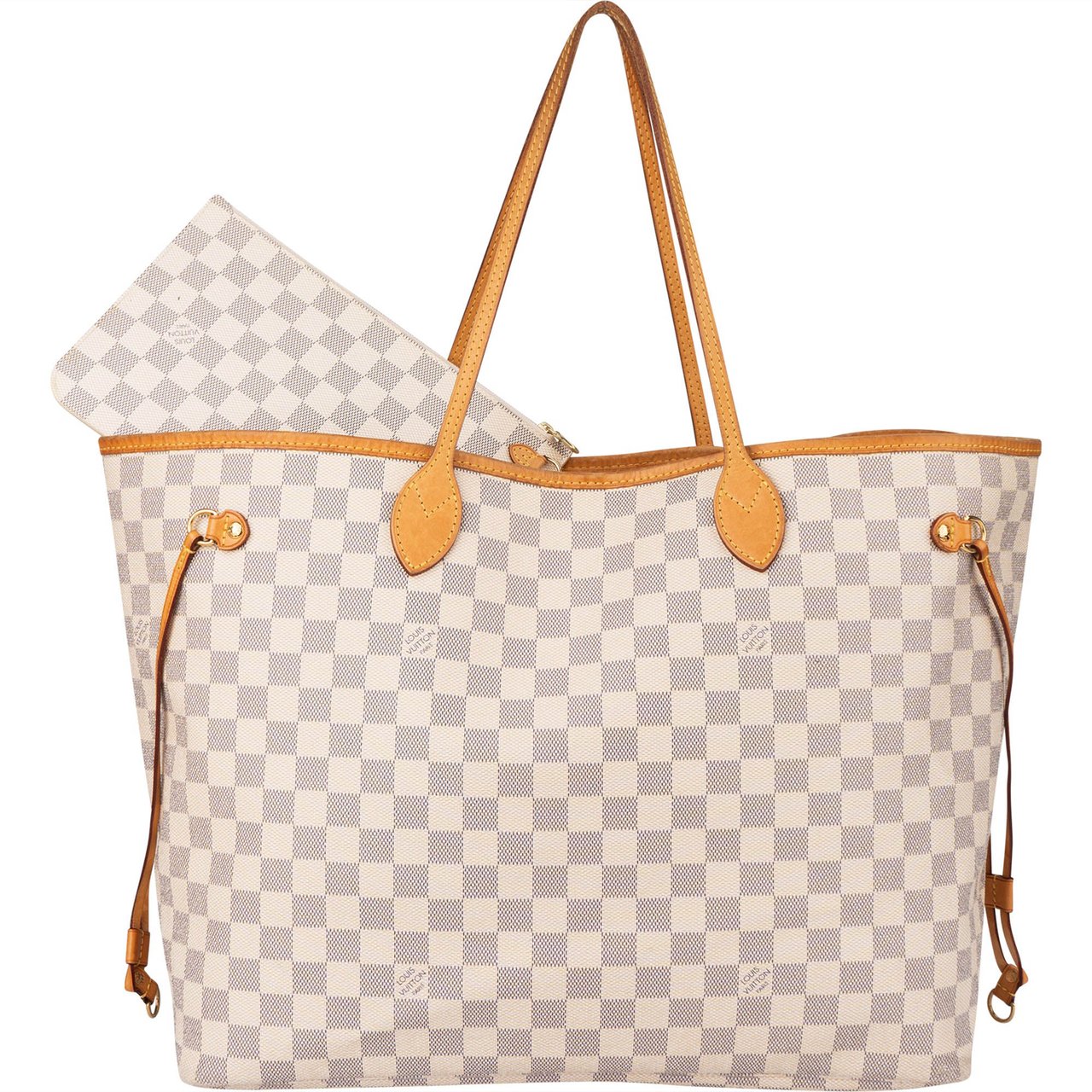 Louis Vuitton Damier Azur Monogram Neverfull GM Shopper Handbag Wit