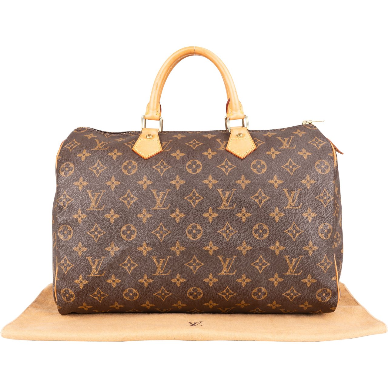 Louis Vuitton Louis Vuitton Canvas Monogram Speedy 35 Handbag Bruin