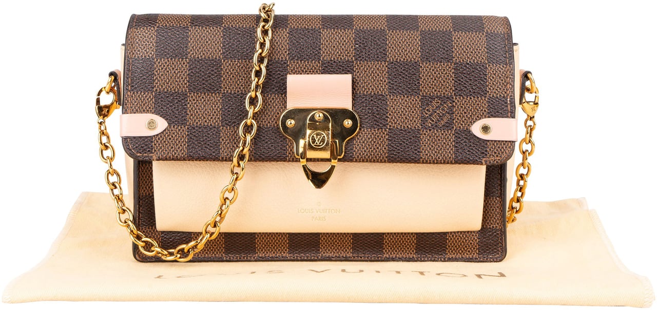 Louis Vuitton Damier Ebene Monogram Vavin Chain Crossbody Bag Bruin