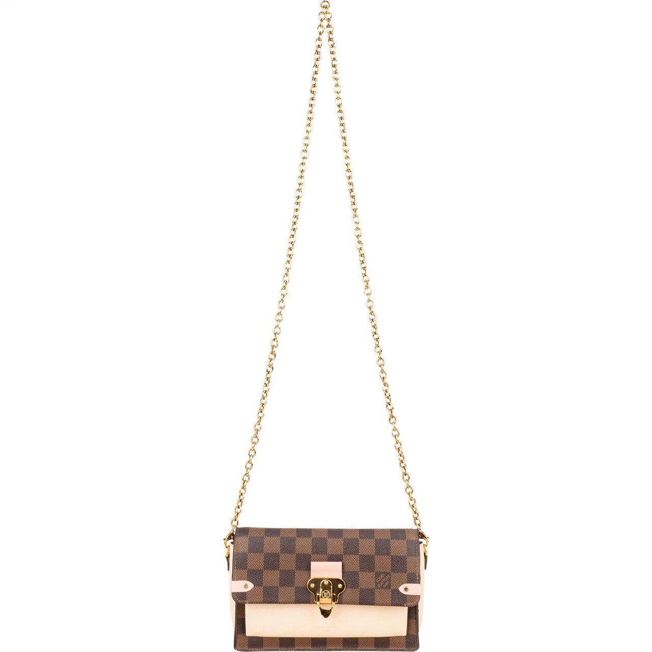 Louis Vuitton Damier Ebene Monogram Vavin Chain Crossbody Bag Bruin