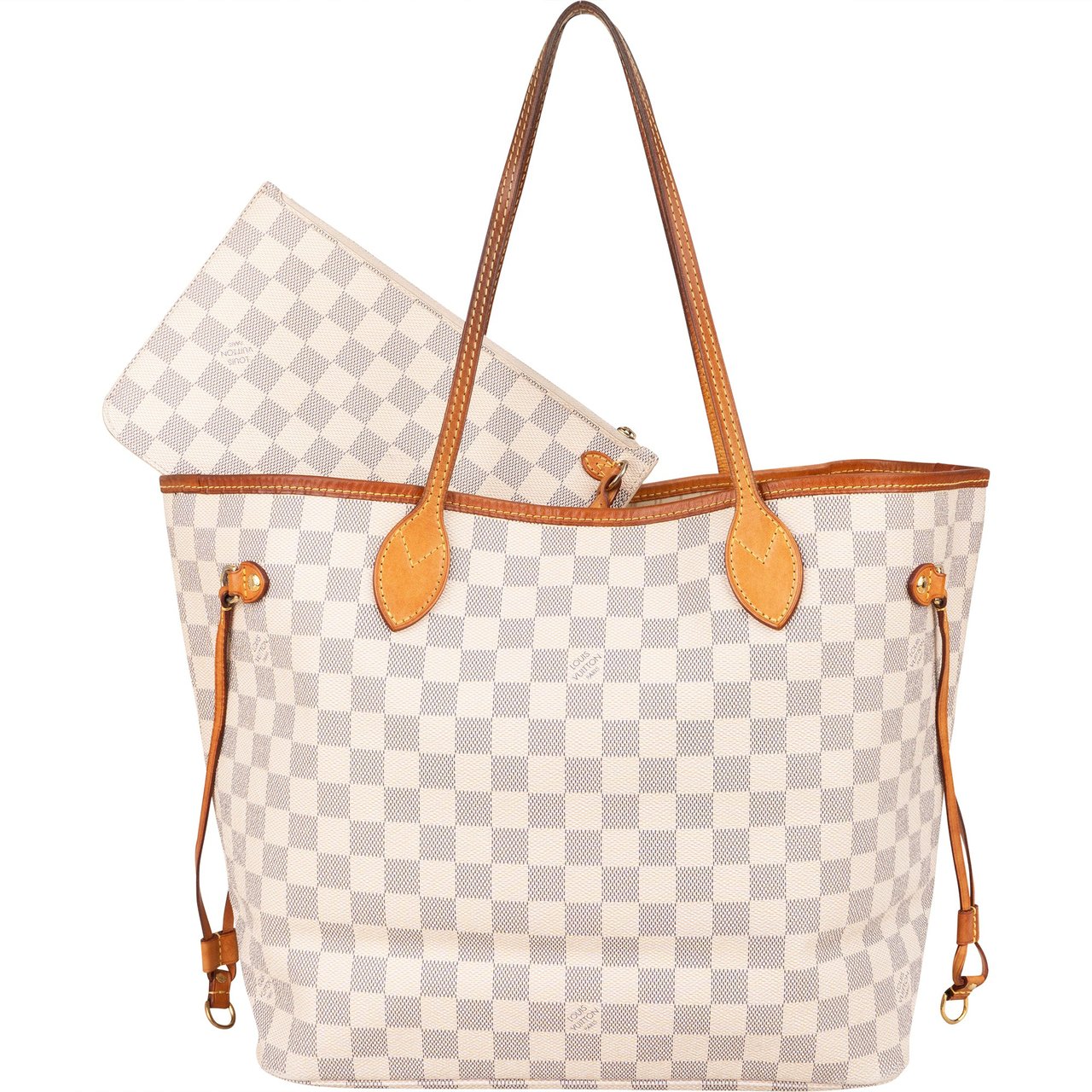 Louis Vuitton Damier Azur Monogram Neverfull MM Shopper Handbag Wit