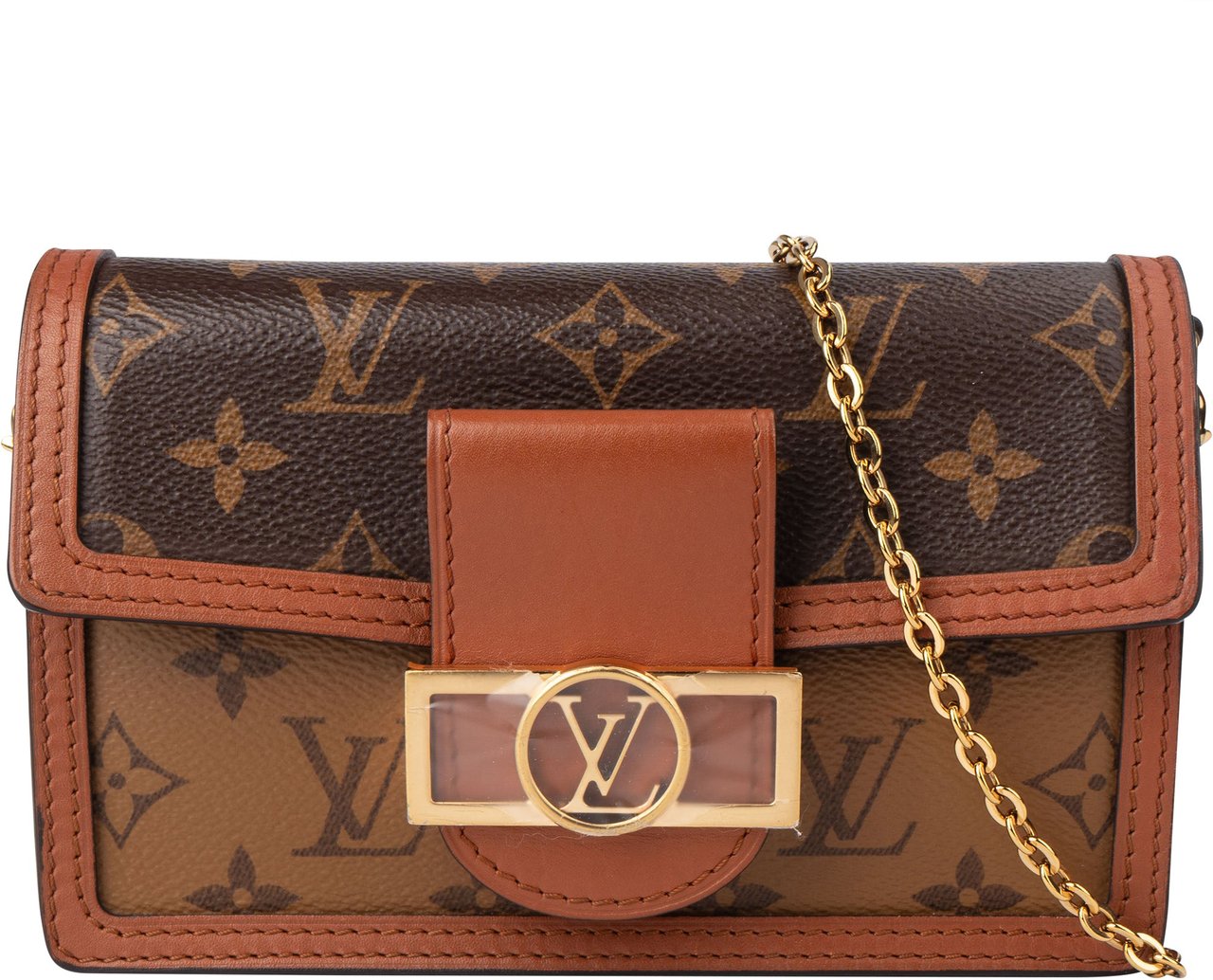 Louis Vuitton Canvas Monogram Dauphine Wallet On Chain Crossbody Bag Bruin