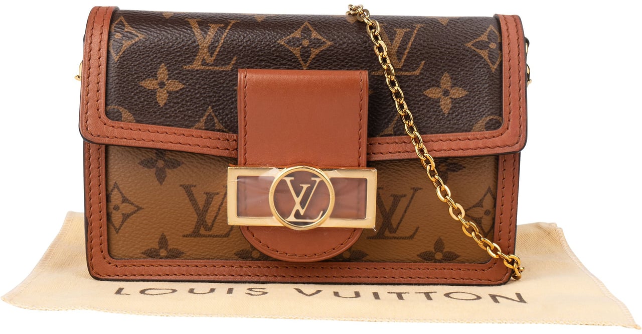 Louis Vuitton Canvas Monogram Dauphine Wallet On Chain Crossbody Bag Bruin