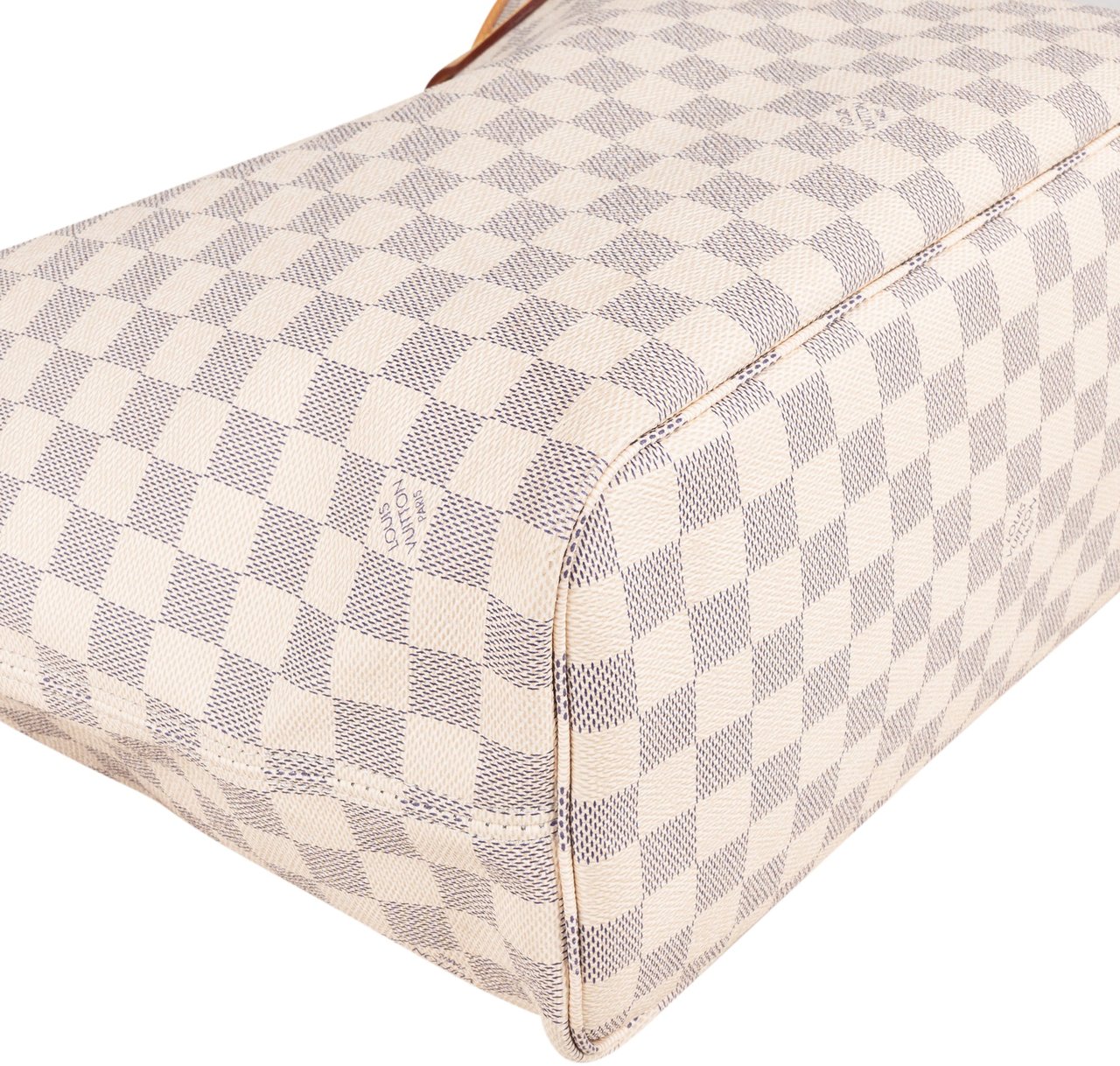 Louis Vuitton Louis Vuitton Damier Azur Monogram Neverfull MM Shopper Handbag Wit
