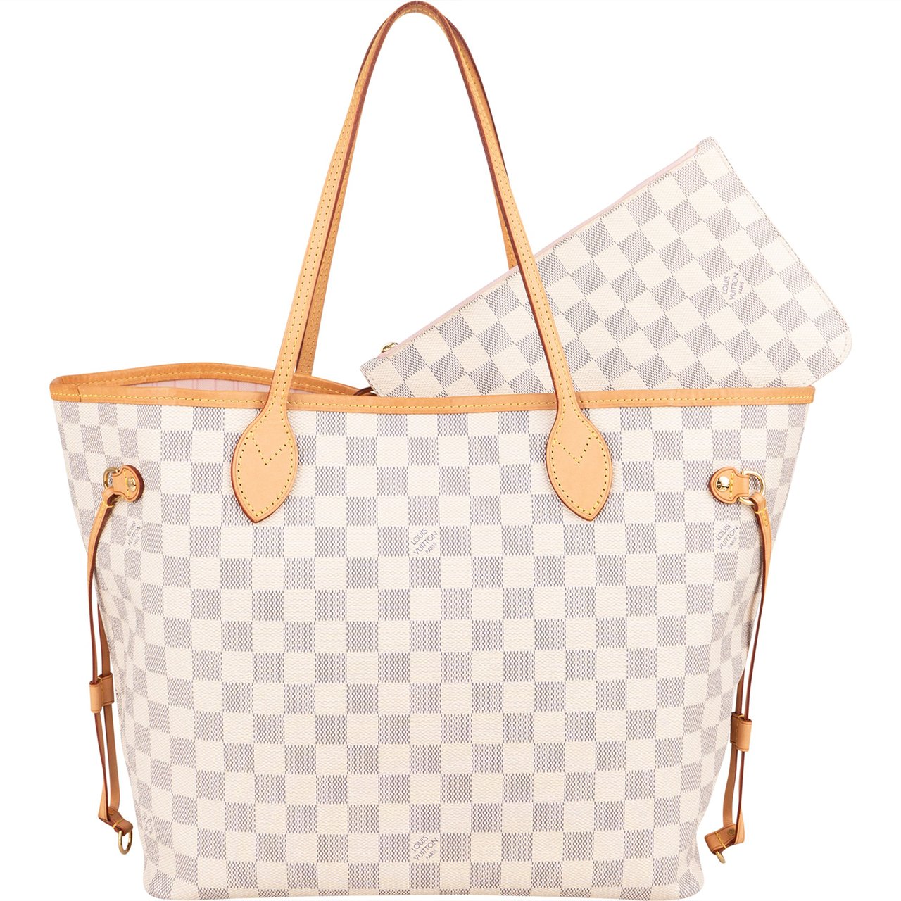 Louis Vuitton Louis Vuitton Damier Azur Monogram Neverfull MM Shopper Handbag Wit