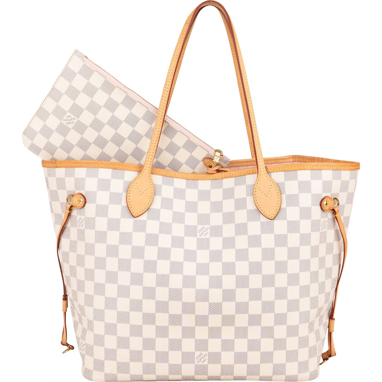 Louis Vuitton Louis Vuitton Damier Azur Monogram Neverfull MM Shopper Handbag Wit