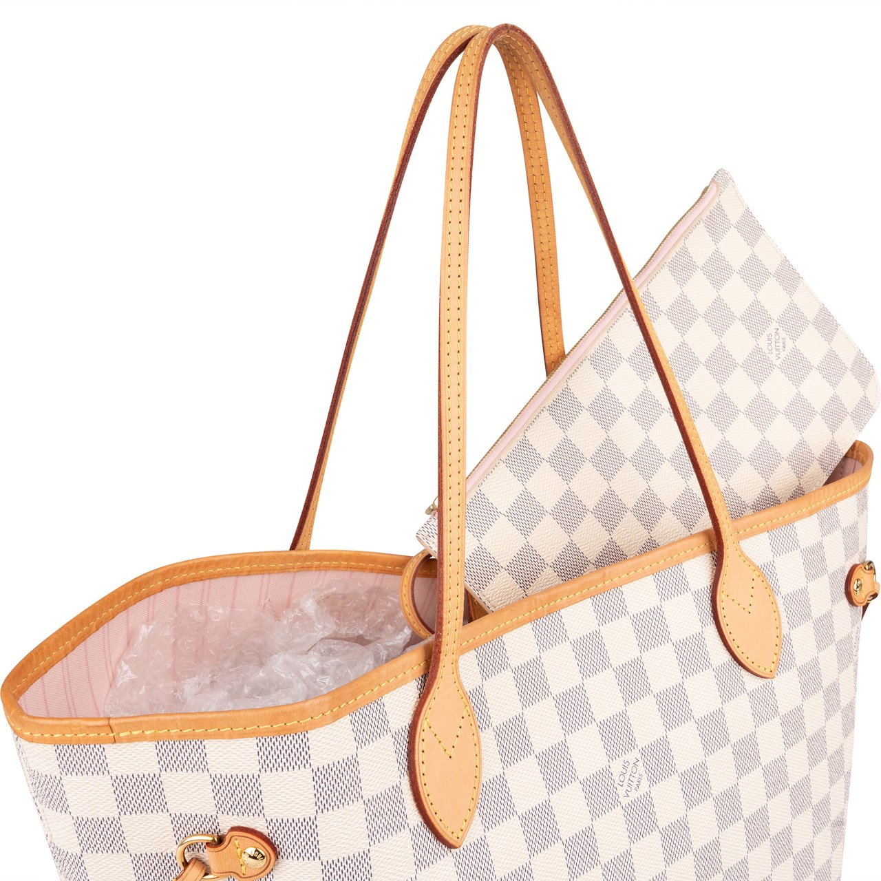 Louis Vuitton Louis Vuitton Damier Azur Monogram Neverfull MM Shopper Handbag Wit