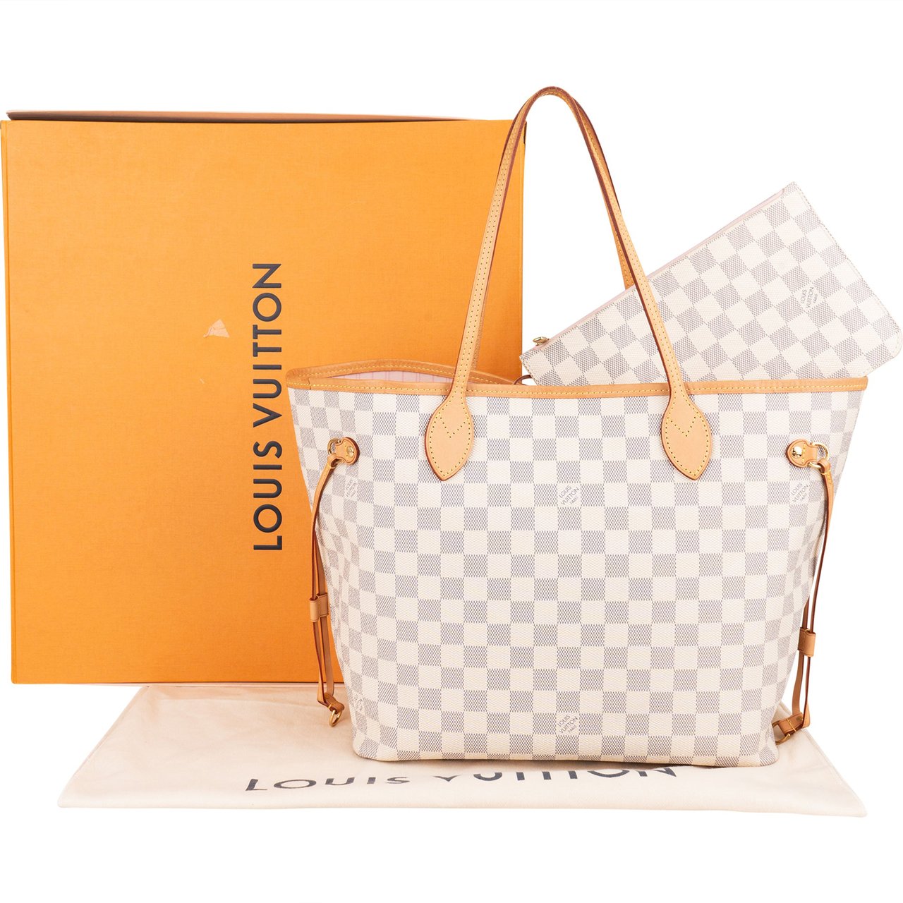 Louis Vuitton Louis Vuitton Damier Azur Monogram Neverfull MM Shopper Handbag Wit