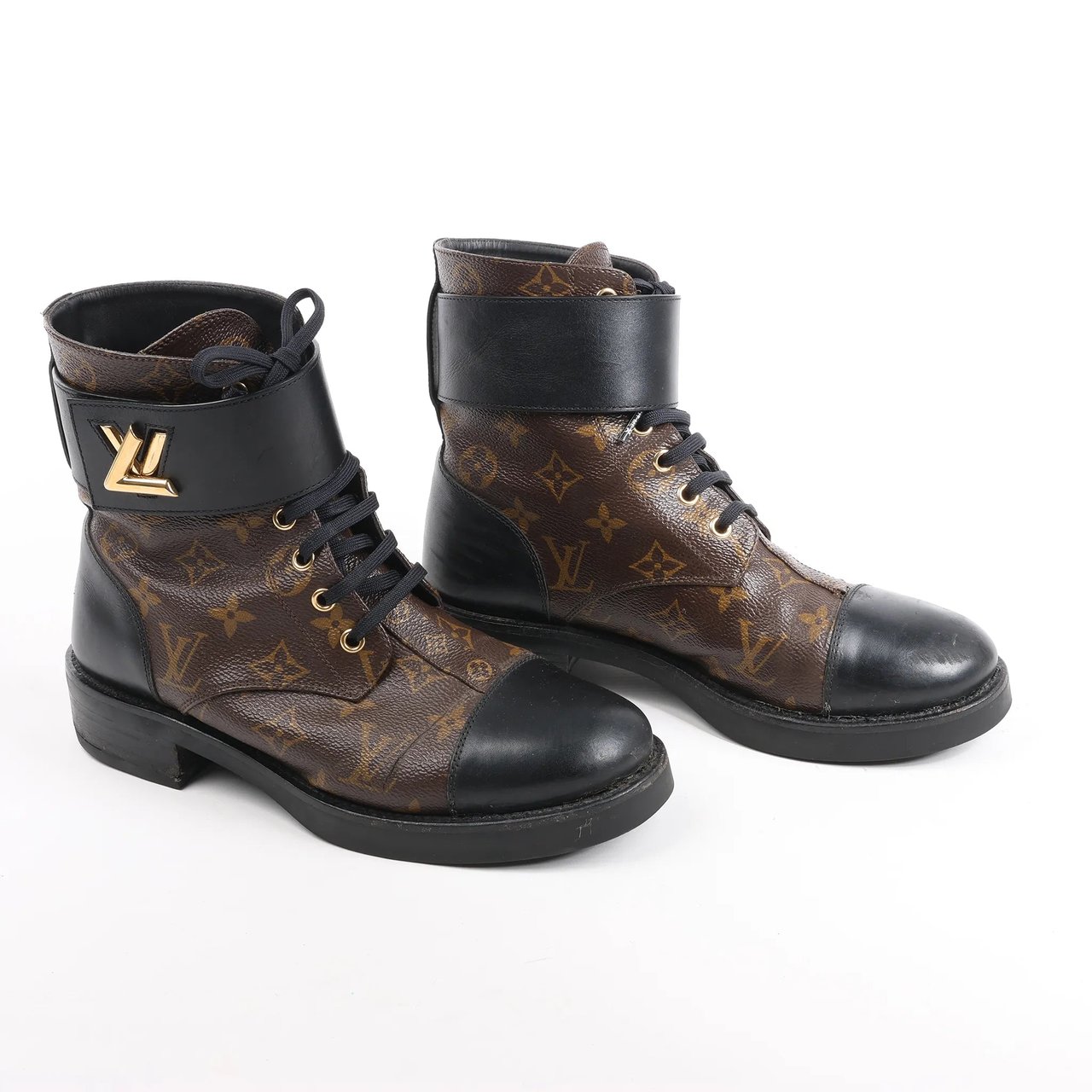 Louis Vuitton Louis Vuitton Monogram Wonderland Flat Ranger Ankle Boots in Black, Size 39 EU Bruin