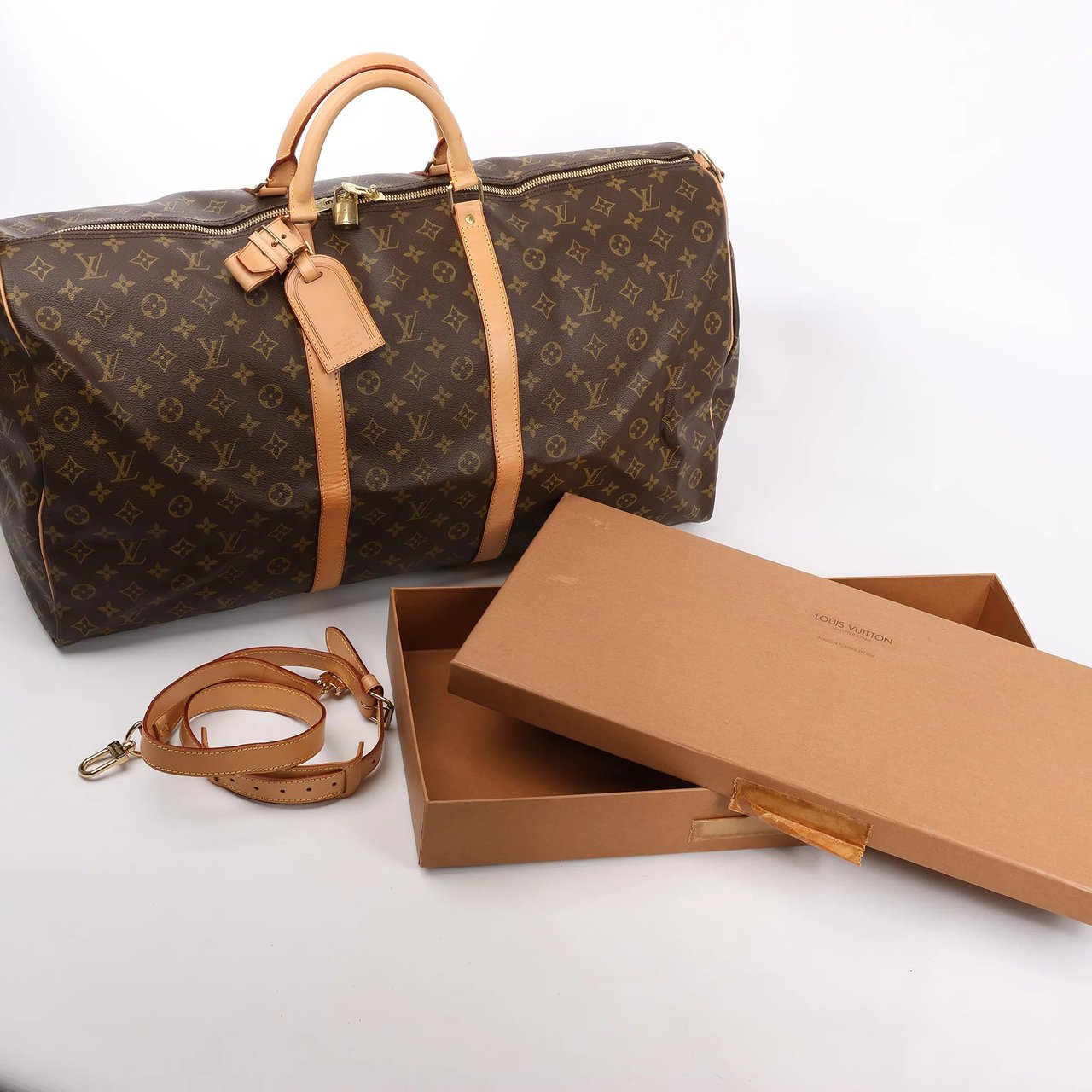 Louis Vuitton Louis Vuitton Monogram Canvas Keepall Bandoulière 60 Travel Bag M41412 Bruin