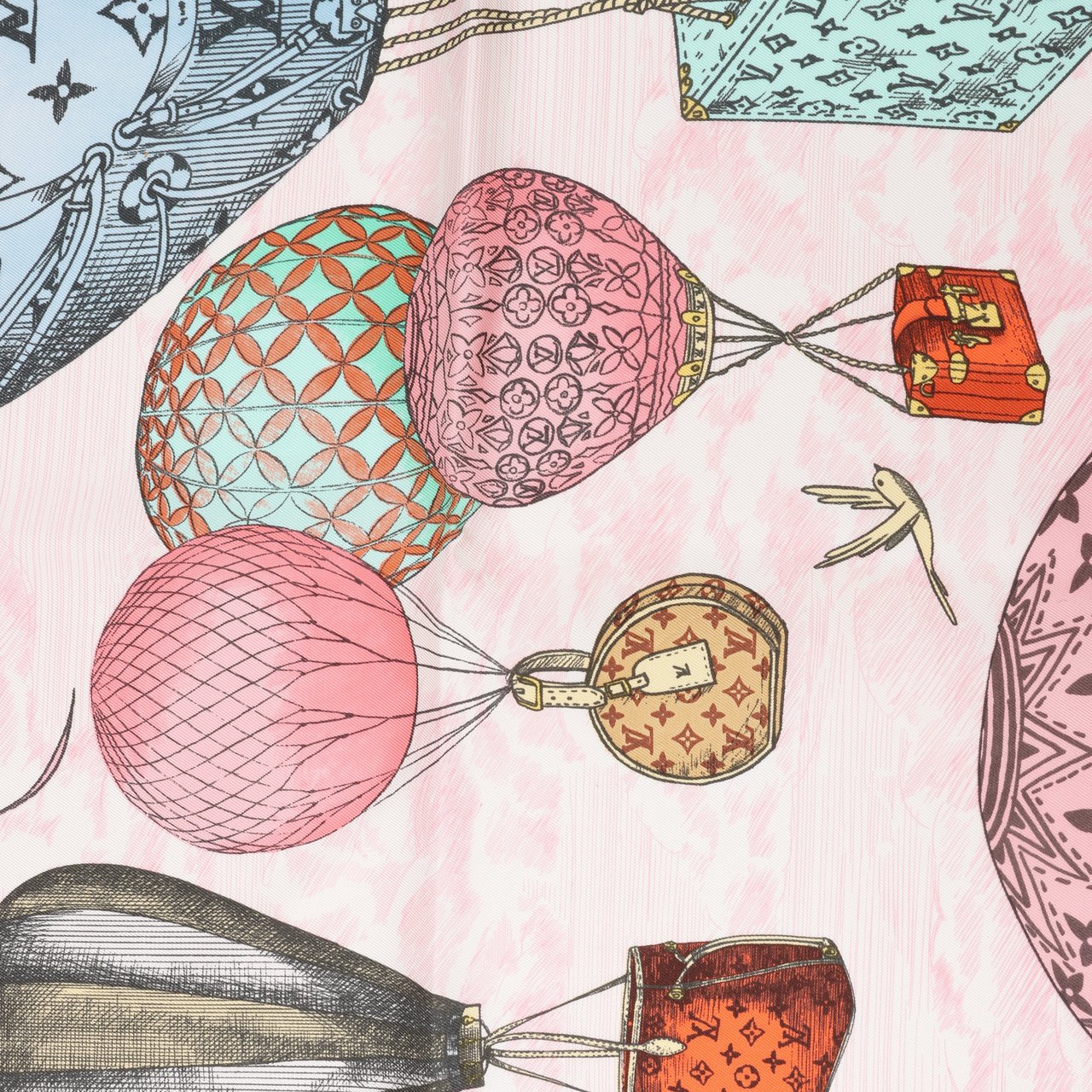 Louis Vuitton Louis Vuitton "up AND away" M77661 100% Silk Scarf in Pink GM1213 Roze