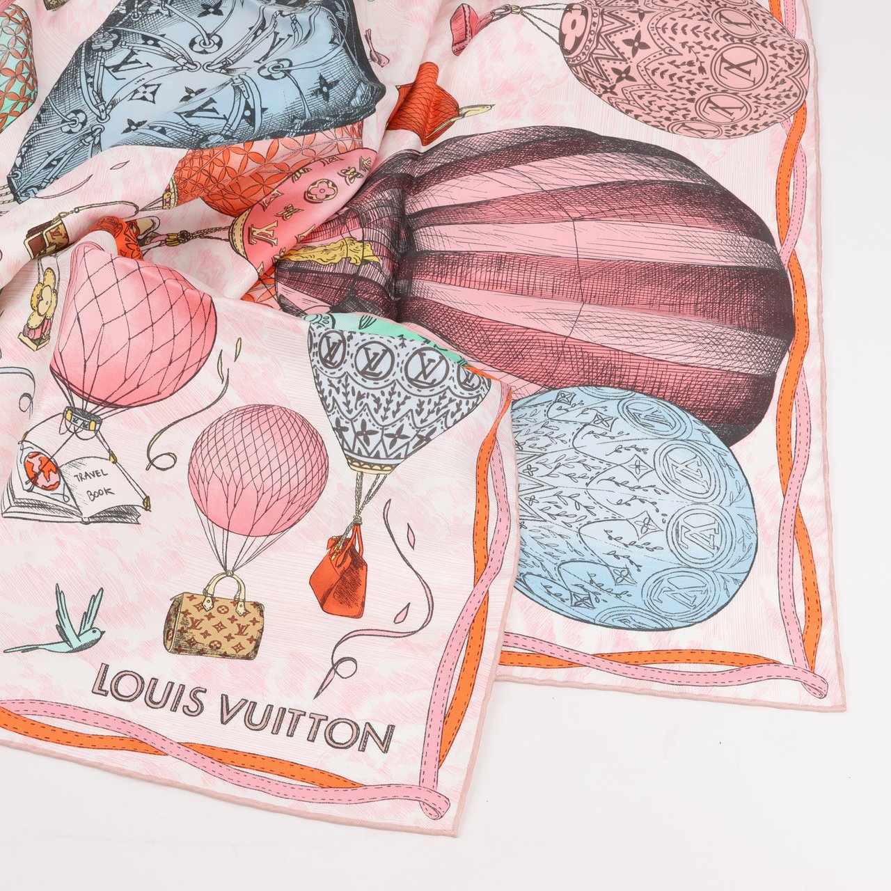 Louis Vuitton Louis Vuitton "up AND away" M77661 100% Silk Scarf in Pink GM1213 Roze