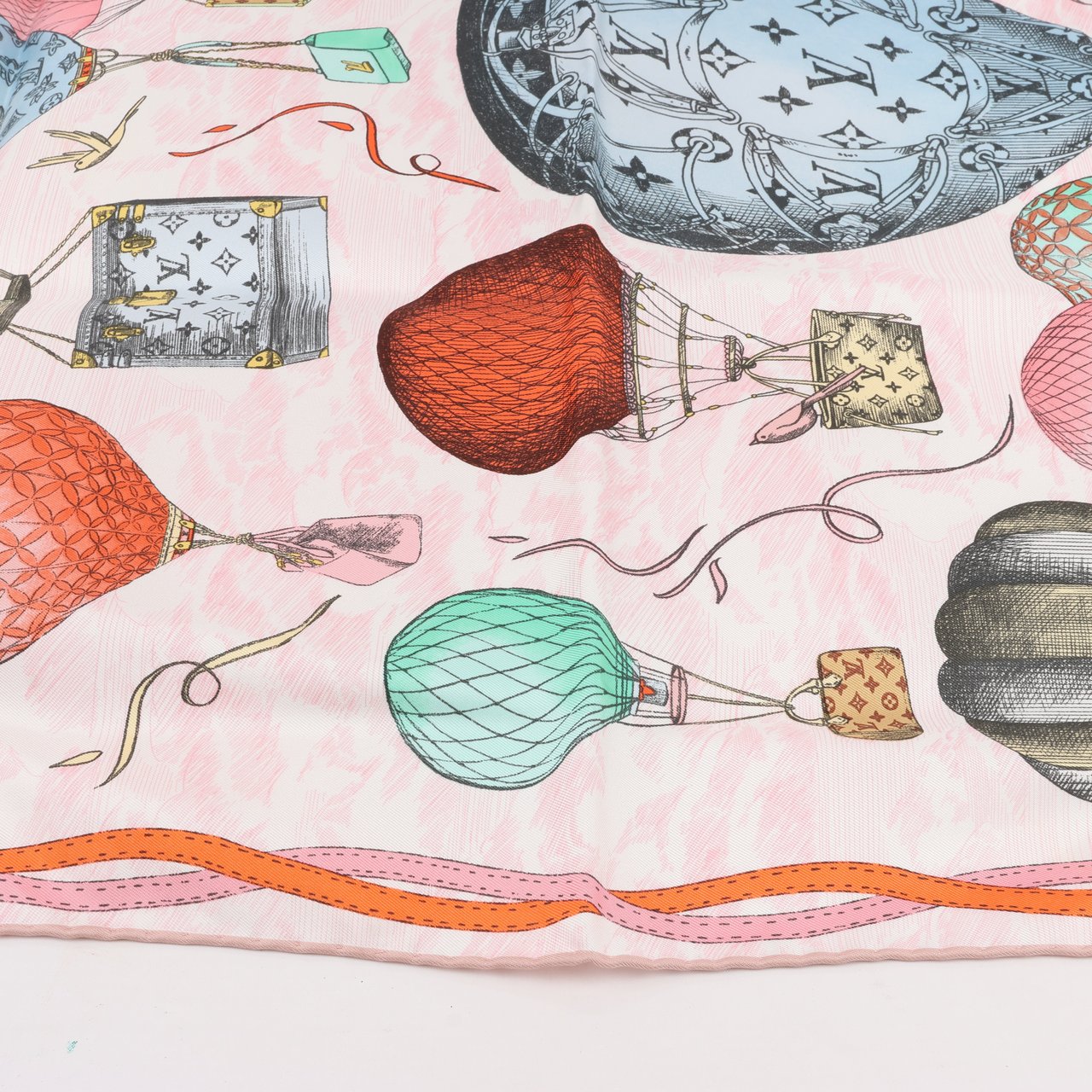 Louis Vuitton Louis Vuitton "up AND away" M77661 100% Silk Scarf in Pink GM1213 Roze