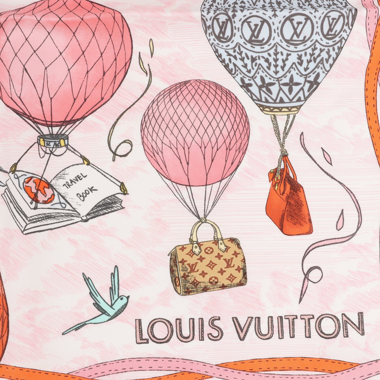 Louis Vuitton Louis Vuitton "up AND away" M77661 100% Silk Scarf in Pink GM1213 Roze