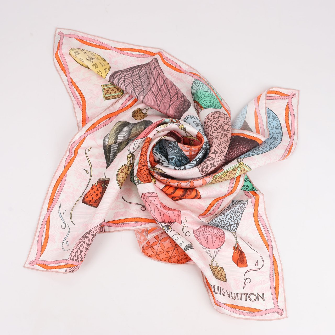 Louis Vuitton Louis Vuitton "up AND away" M77661 100% Silk Scarf in Pink GM1213 Roze