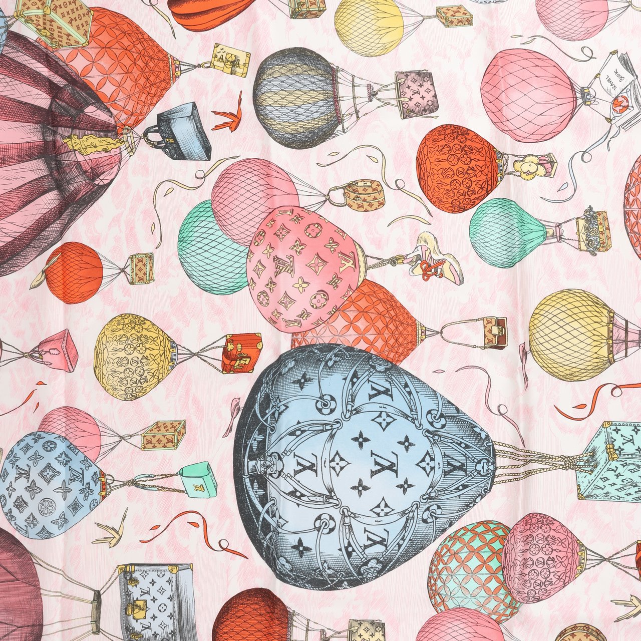 Louis Vuitton Louis Vuitton "up AND away" M77661 100% Silk Scarf in Pink GM1213 Roze