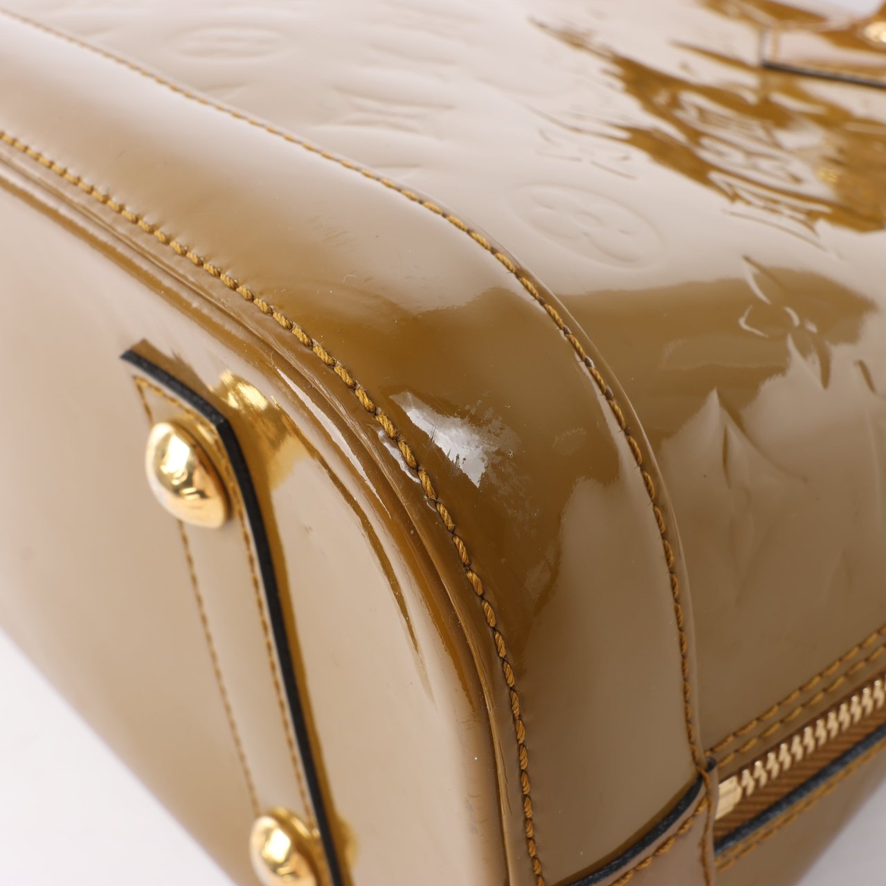 Louis Vuitton Louis Vuitton Vernis Alma Handbag in Olive M91582 Bruin