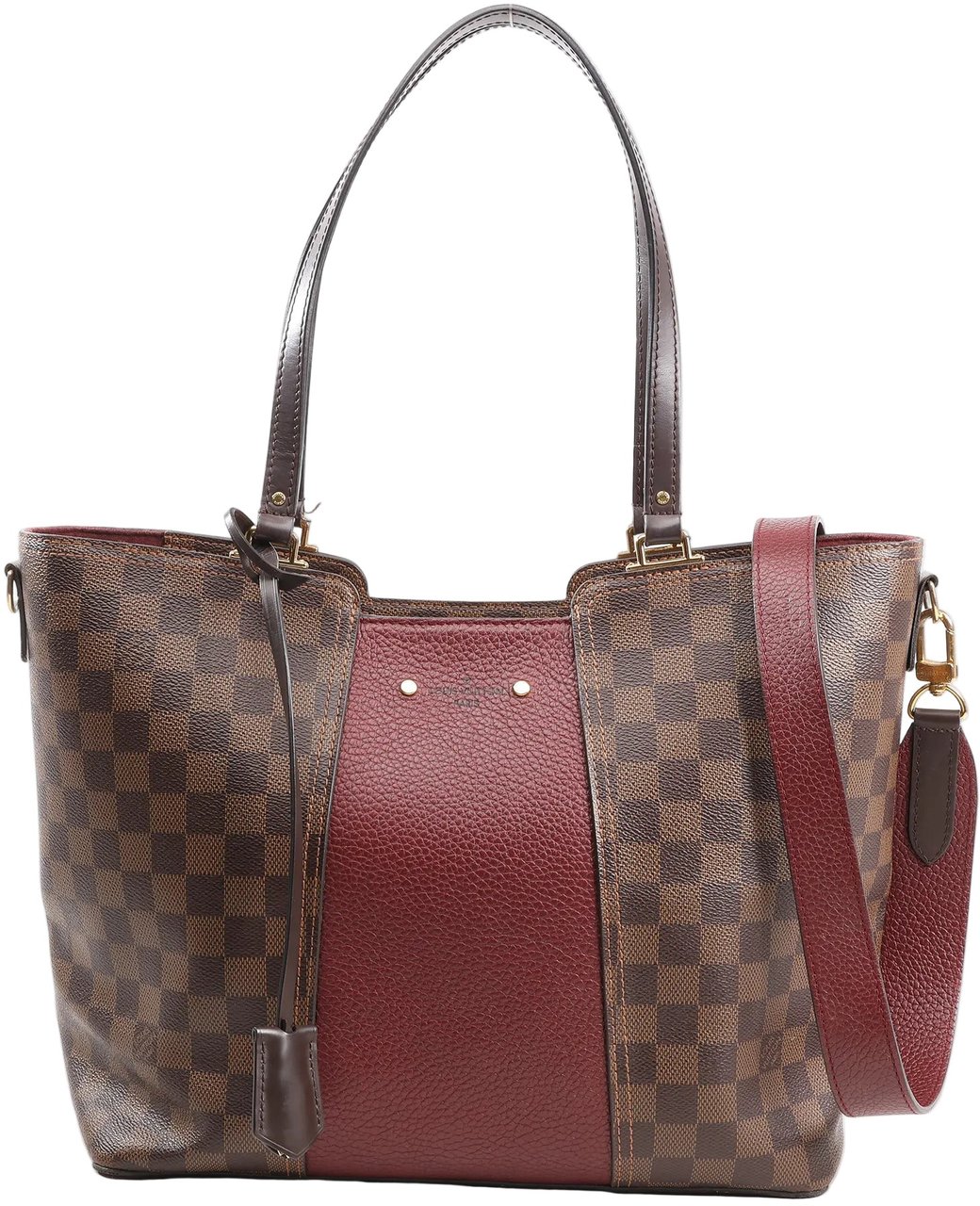 Louis Vuitton Louis Vuitton Jersey Damier x Leather 2Way Shoulder Bag in Brown x Burgundy N44021 Divers