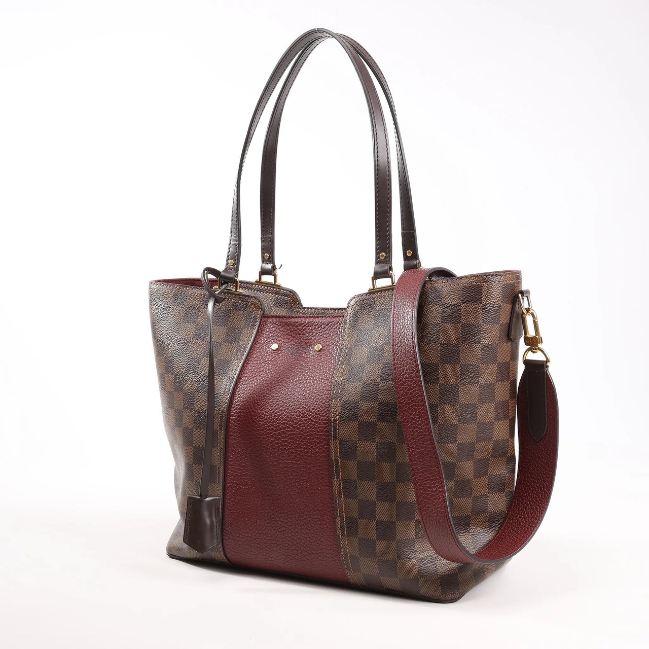 Louis Vuitton Louis Vuitton Jersey Damier x Leather 2Way Shoulder Bag in Brown x Burgundy N44021 Divers