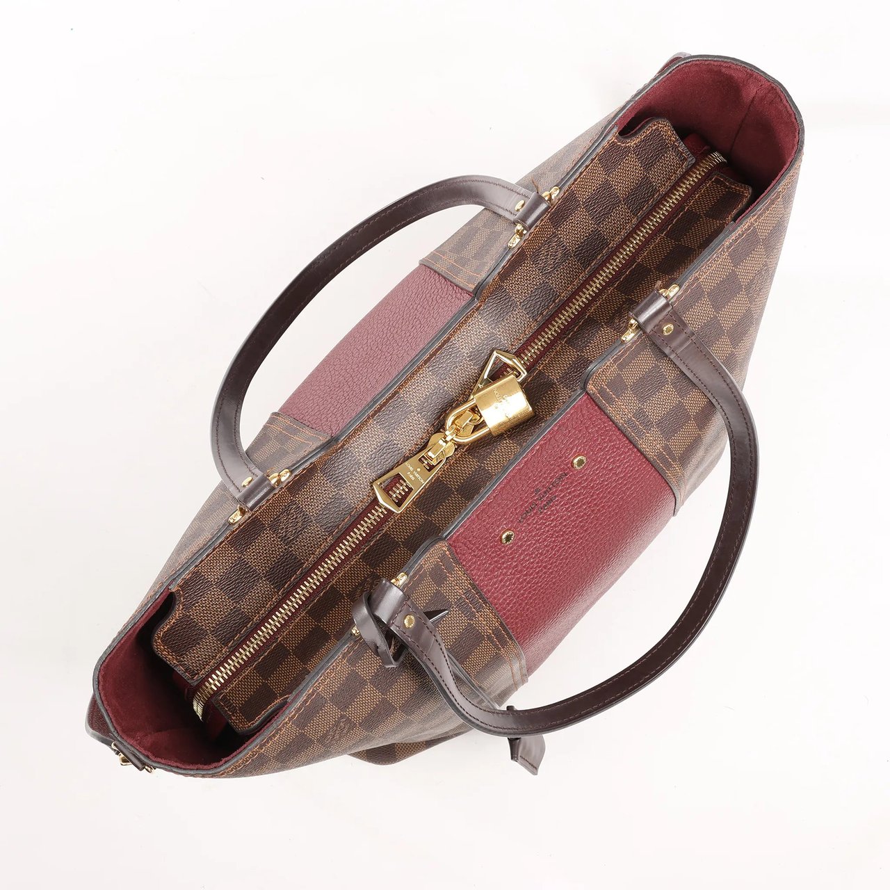 Louis Vuitton Louis Vuitton Jersey Damier x Leather 2Way Shoulder Bag in Brown x Burgundy N44021 Divers