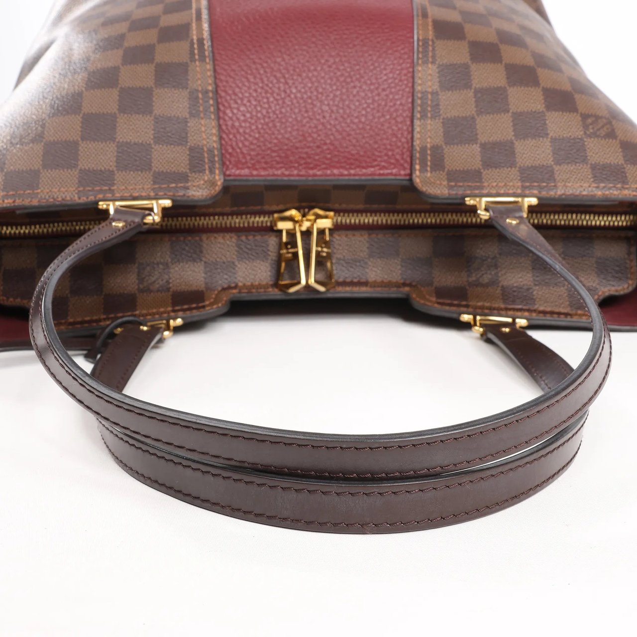 Louis Vuitton Louis Vuitton Jersey Damier x Leather 2Way Shoulder Bag in Brown x Burgundy N44021 Divers