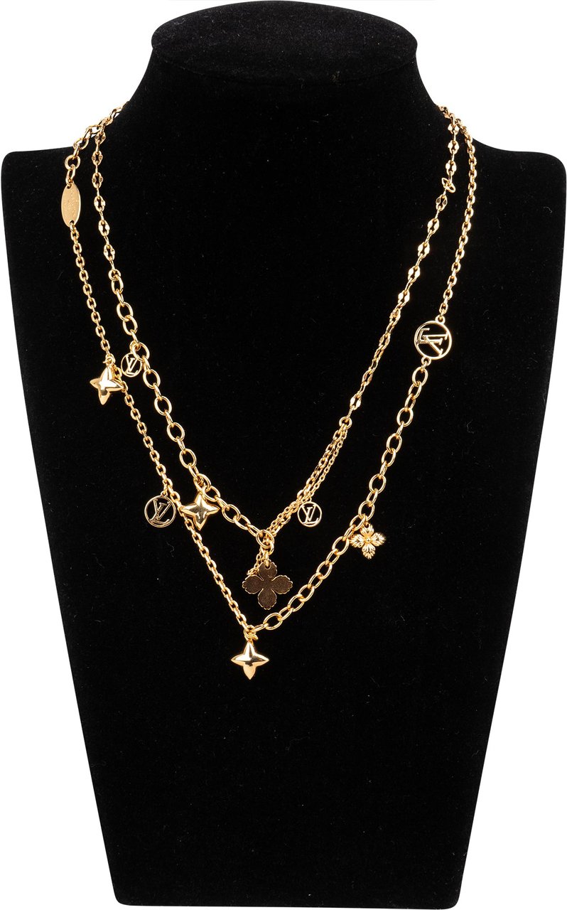 Louis Vuitton Louis Vuitton Gold Tone Blooming Necklace Goud