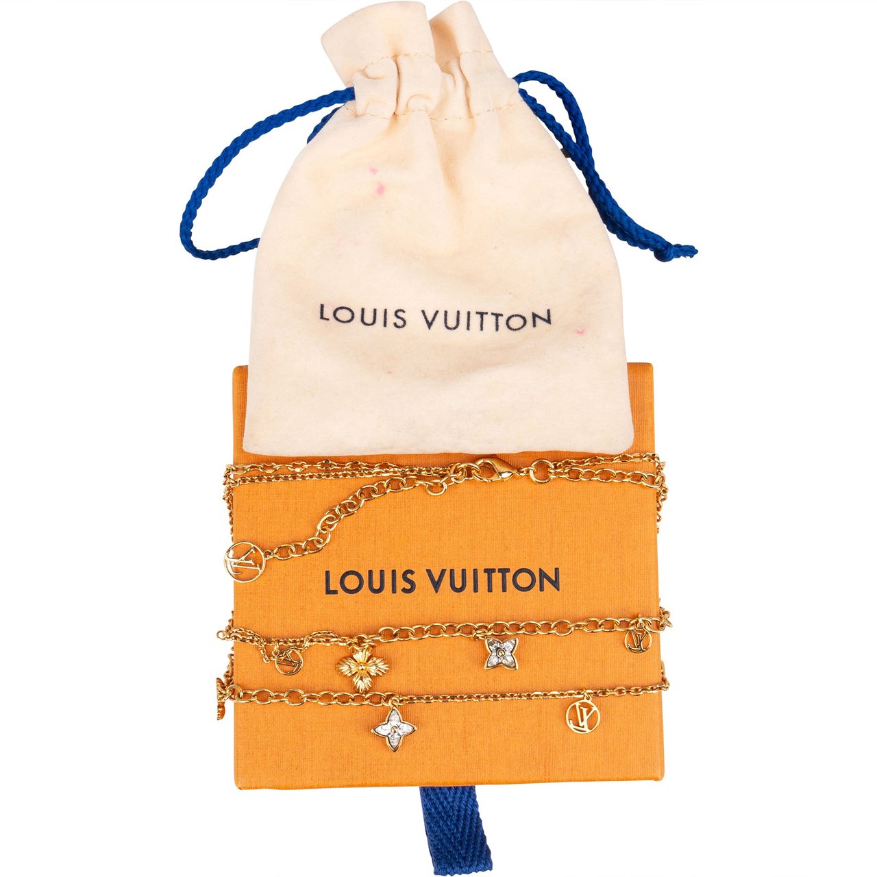 Louis Vuitton Louis Vuitton Gold Tone Blooming Necklace Goud