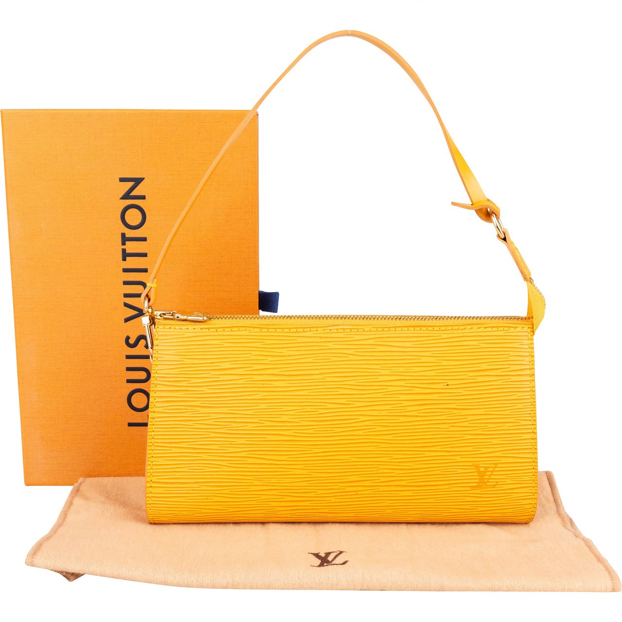 Louis Vuitton Louis Vuitton Yellow Epi Leather Pochette Accessoire Handbag Geel