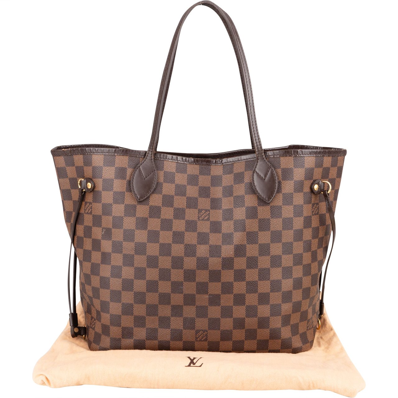 Louis Vuitton Louis Vuitton Damier Ebene Monogram Neverfull MM Shopper Handbag Bruin