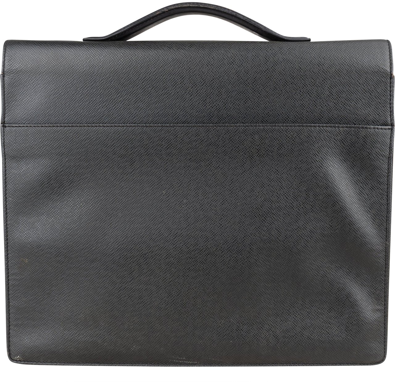 Louis Vuitton Taiga Leather Serviette Kazan Business Handbag Zwart
